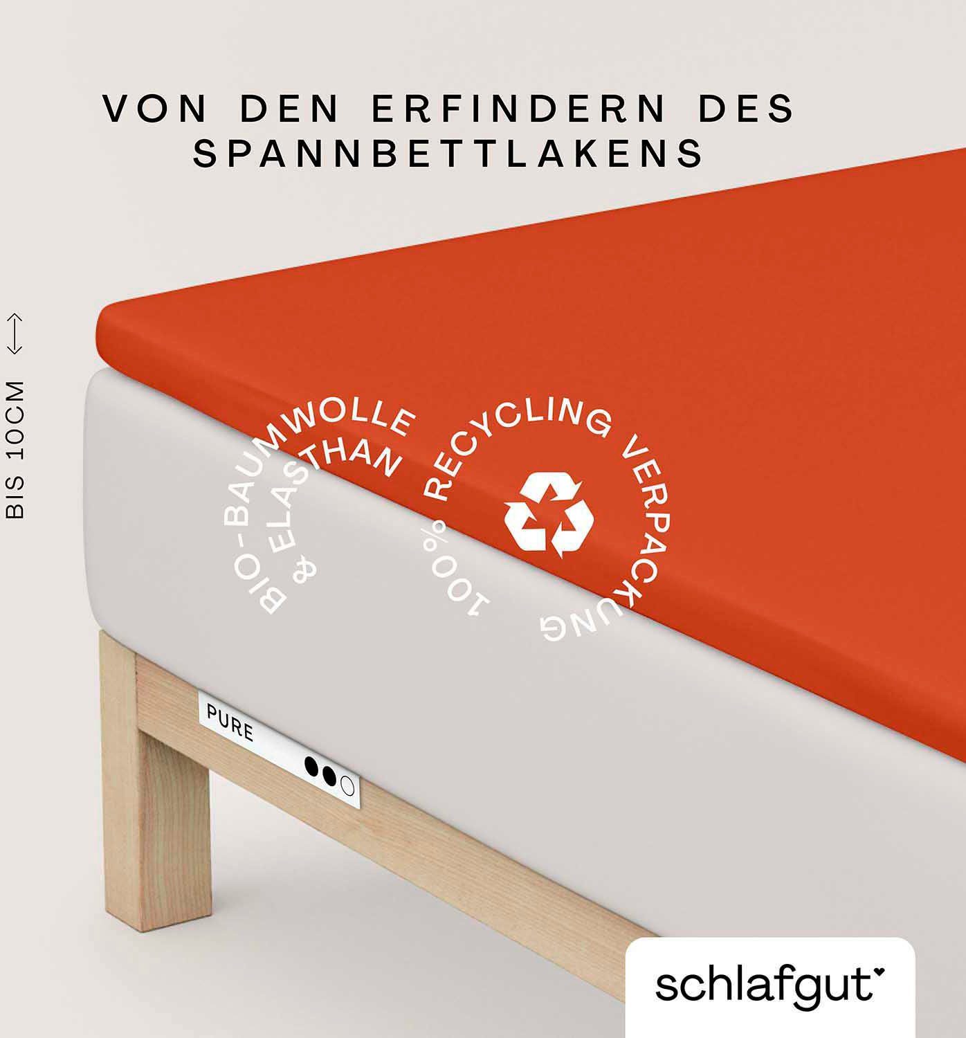 Schlafgut Hoeslaken PURE TOPPER in maat 90x200, 140x200 of 180x200 cm, hoes voor topper van 100% biologische katoen, voor matrassen tot 10 cm hoogte,