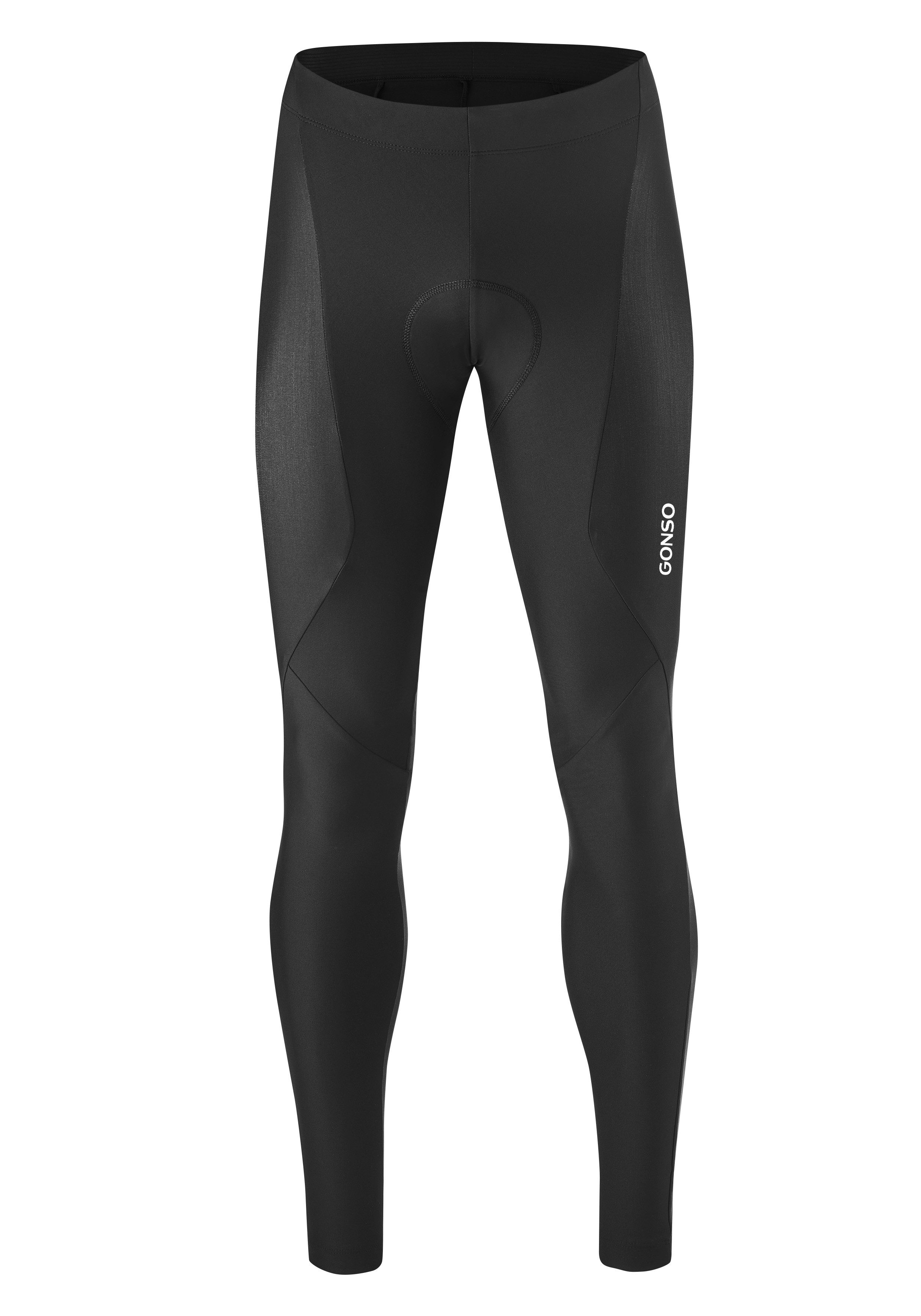 Gonso Fietsbroek Essential Tight SC M Heren lange fietspants, ademende fietspants, zitkussen, tight fit heren broeken maat 4XL zwart