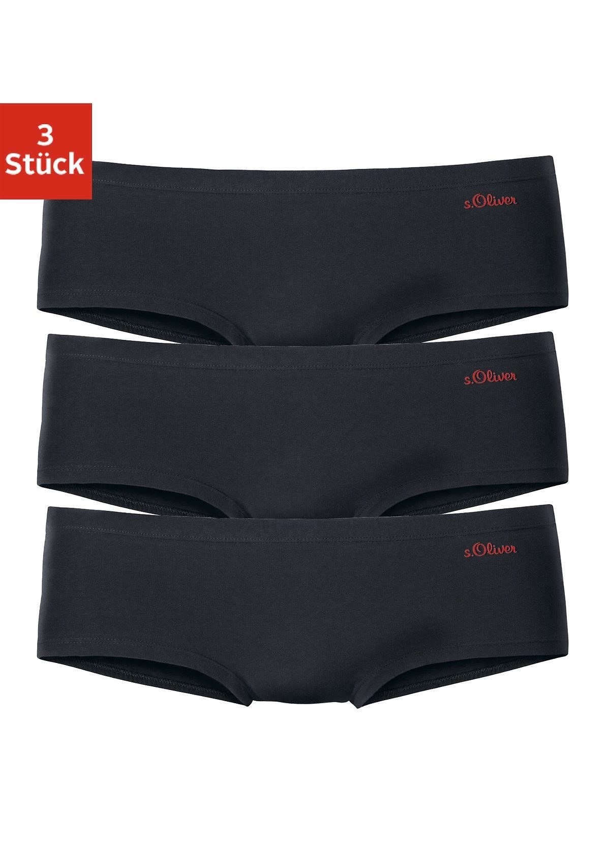 s.Oliver RED LABEL Beachwear Hipster elastische katoenkwaliteit (3 stuks) dames lingerie maat 40/42 (L) zwart