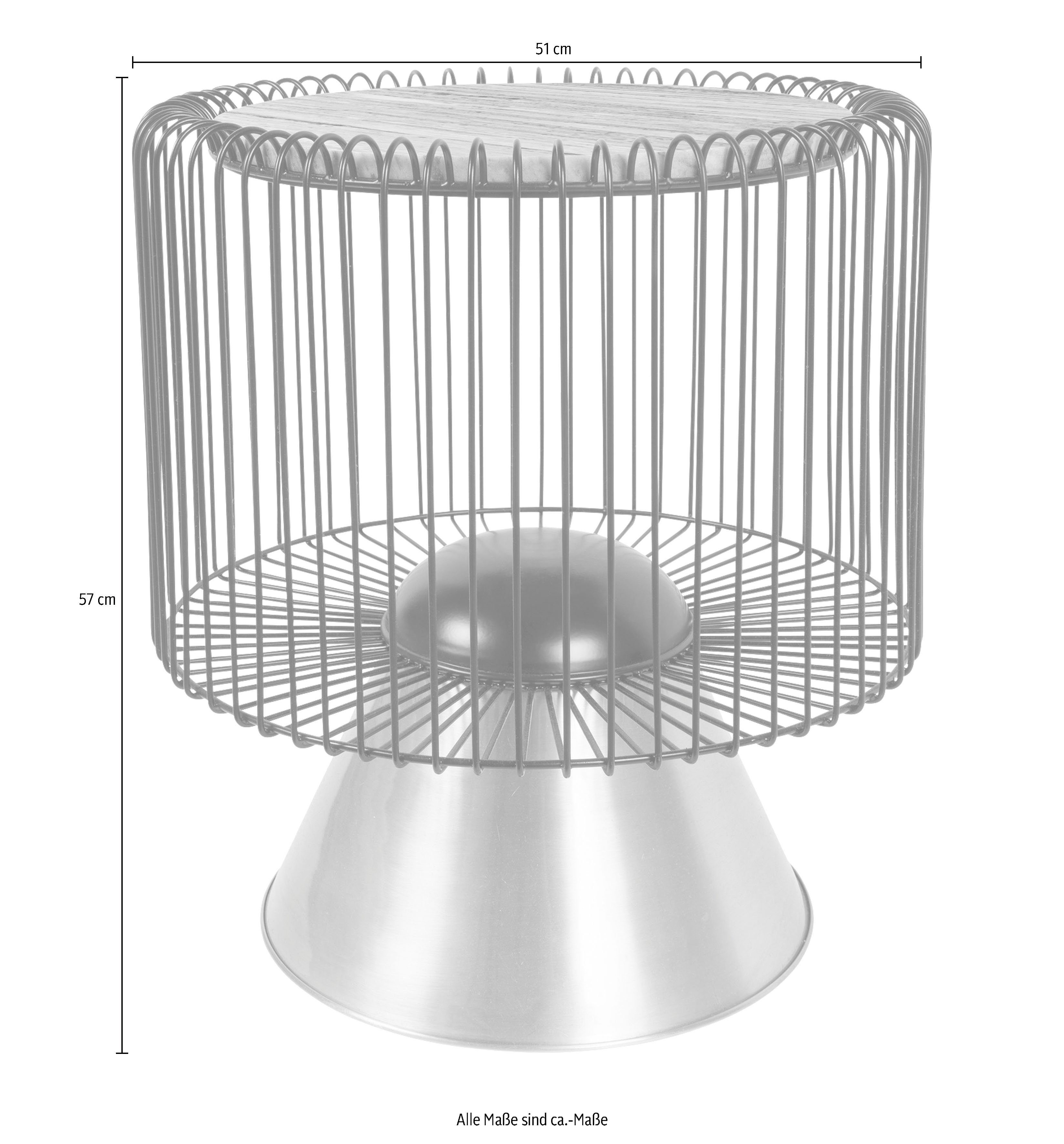 Kayoom Bijzettafel Malibu 125, ronde plaat van originele marmer, onderhoudsvriendelijk ø-marmerschijf: ca. 40 cm, trendy metalen ontwerp, onderhoudsvriendelijk (1 stuk)
