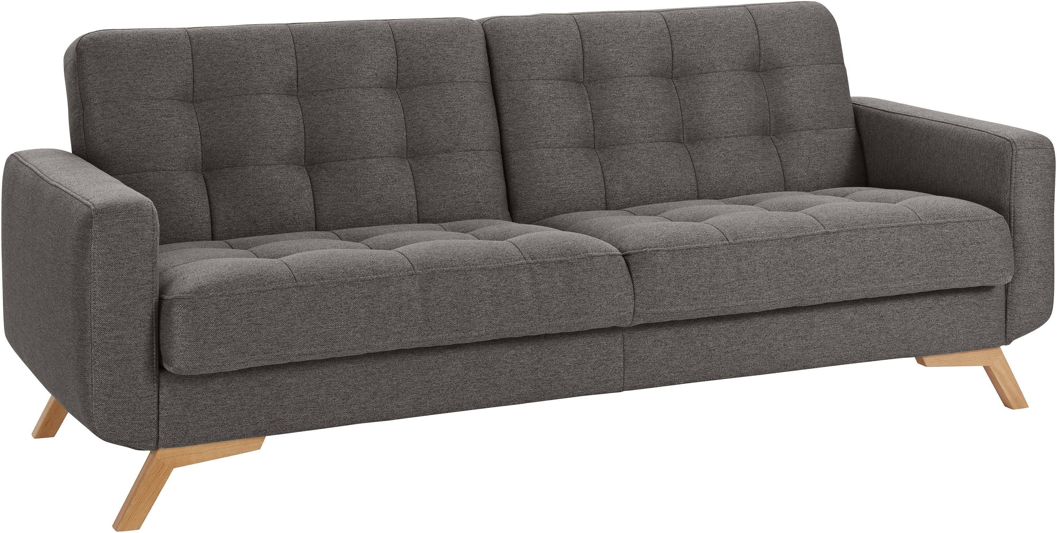 exxpo - sofa fashion 3-zitsbank Fiord, actueel design, geweldige afwerking in zitting en rug comfortabel, optioneel kantelbank met bedfunctie en bedlade, houten voet