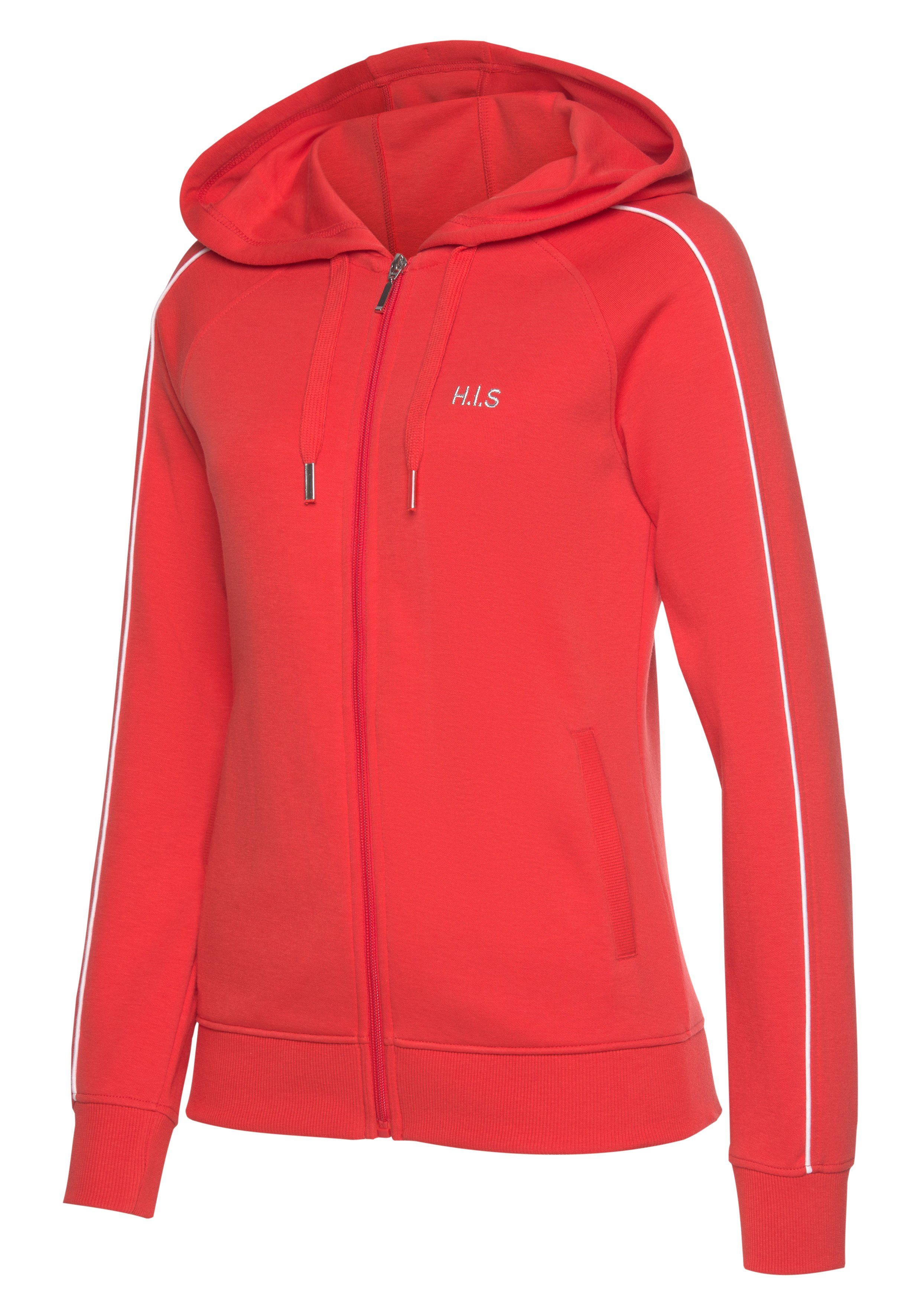 H.I.S Capuchonsweatvest met piping op de mouwen, loungepak
