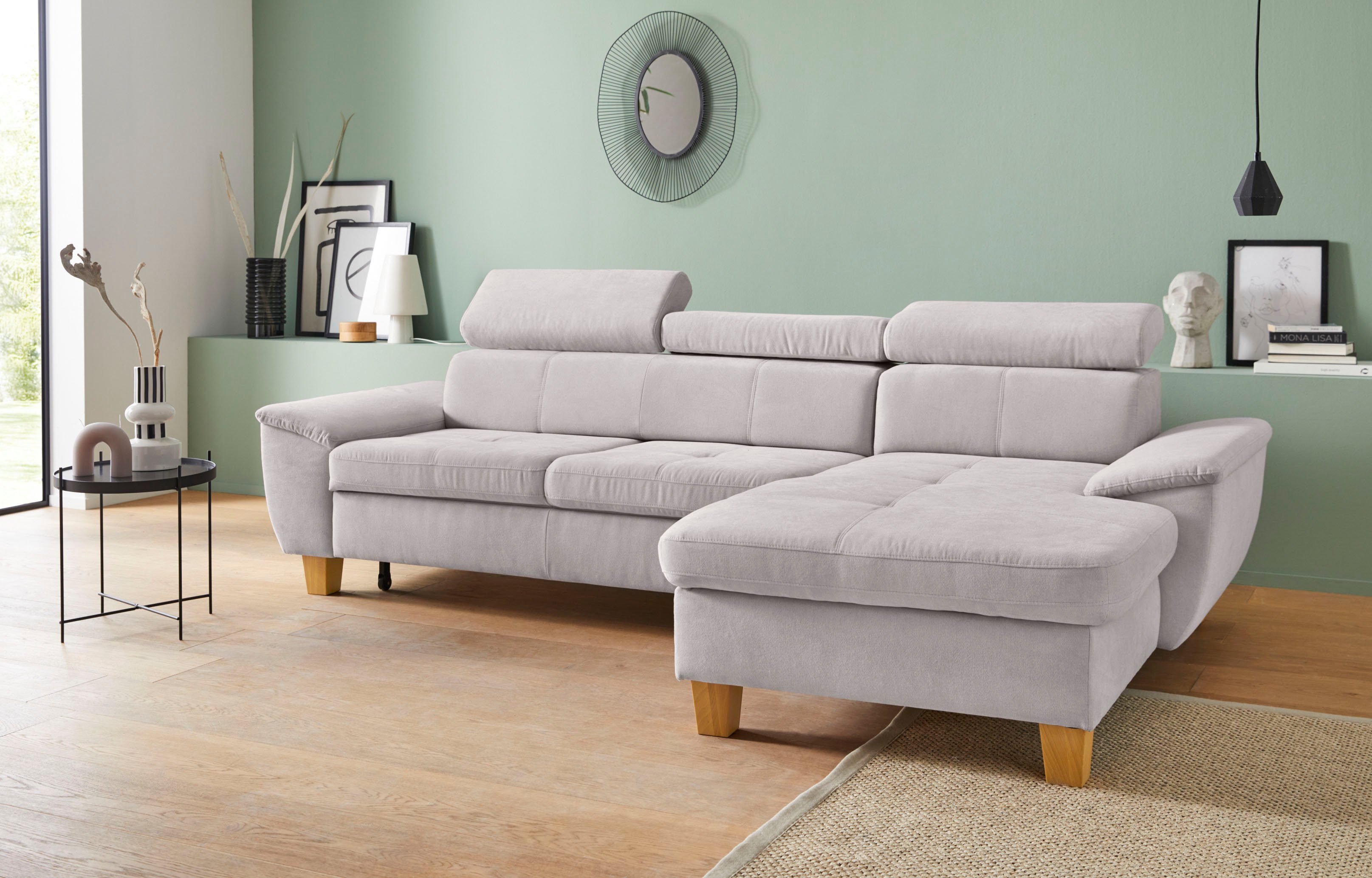 Exxpo - sofa fashion Hoekbank Enya Verstelbare hoofdsteun, naar keuze met slaapfunctie en bedkist