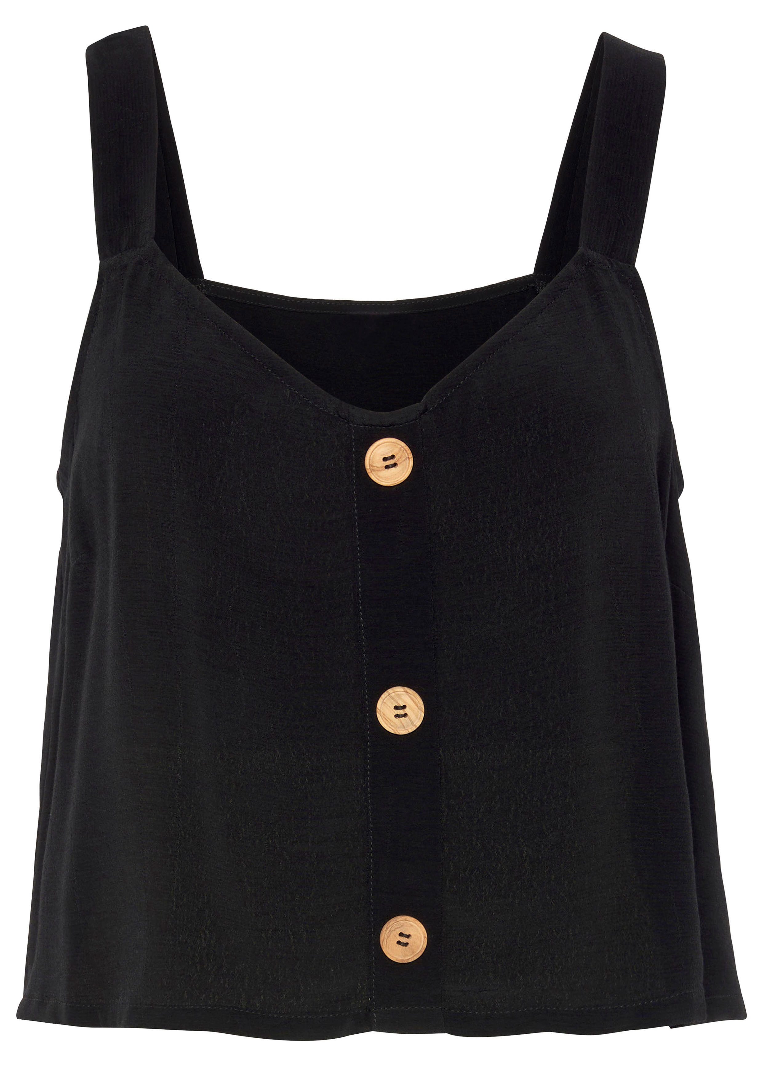 Vivance Crop-top met sierknopen, luchtige zomertop