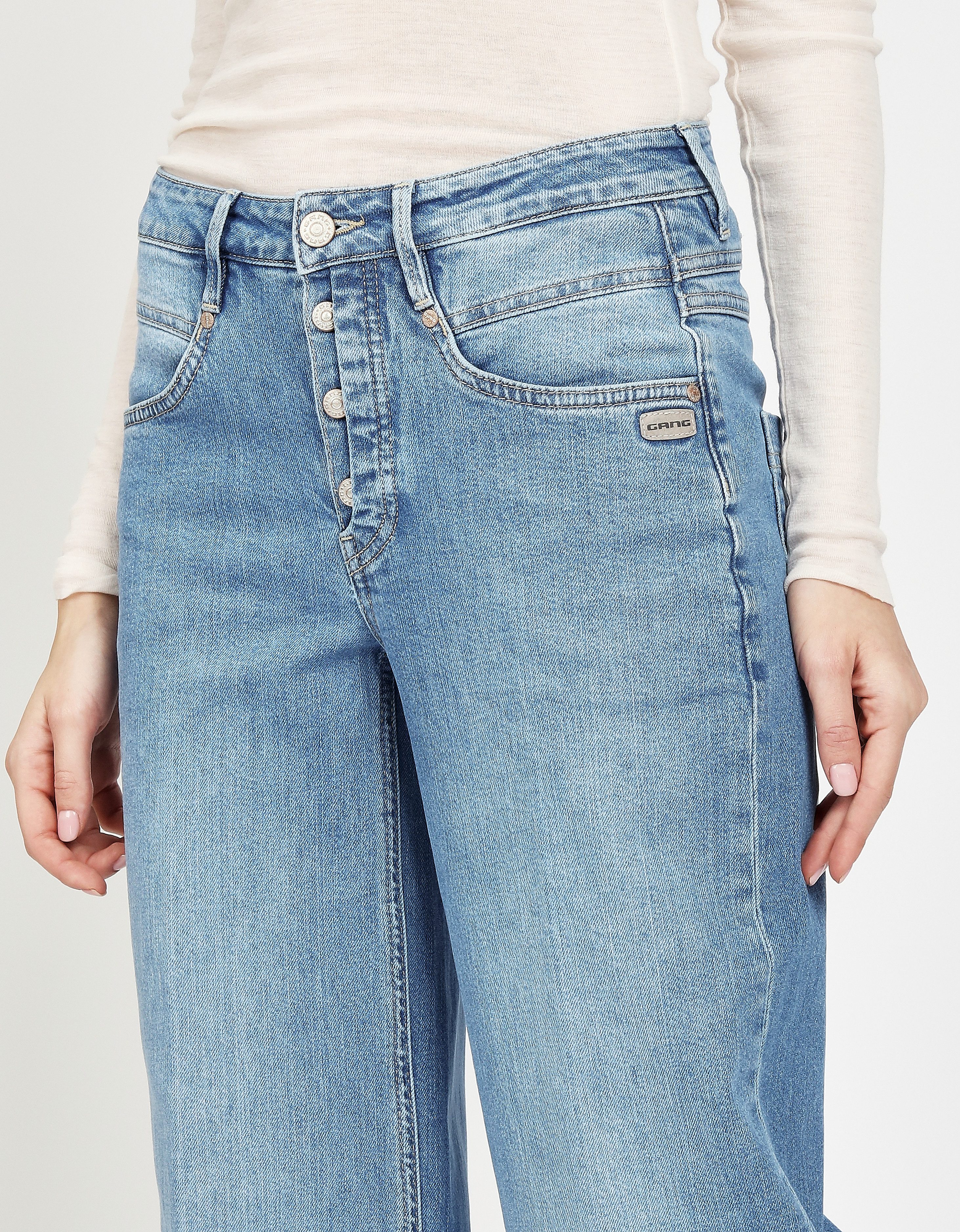 GANG Wijde jeans 94MEDINA WIDE met knoopsluiting