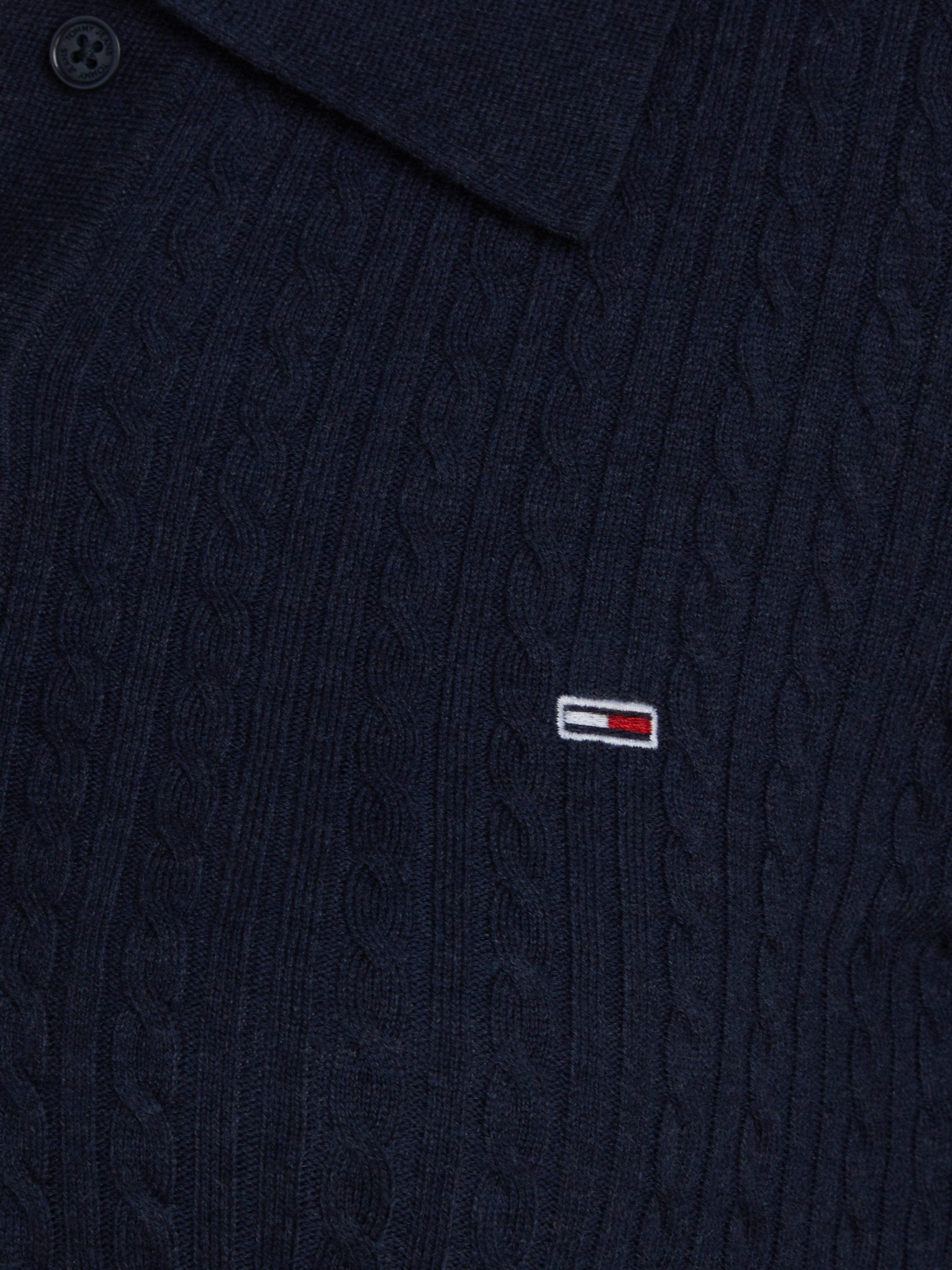 TOMMY JEANS Gebreide jurk TJW F&F POLO CABLE SWEATER DRESS met klein kabelpatroon polokraag