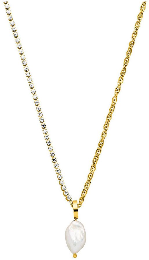 Purelei Ketting met hanger Sieraad cadeau Elua glitter, 2108 met zirkoontjes (synth.) - met zoetwater-cultivéparel dames kettingen wit