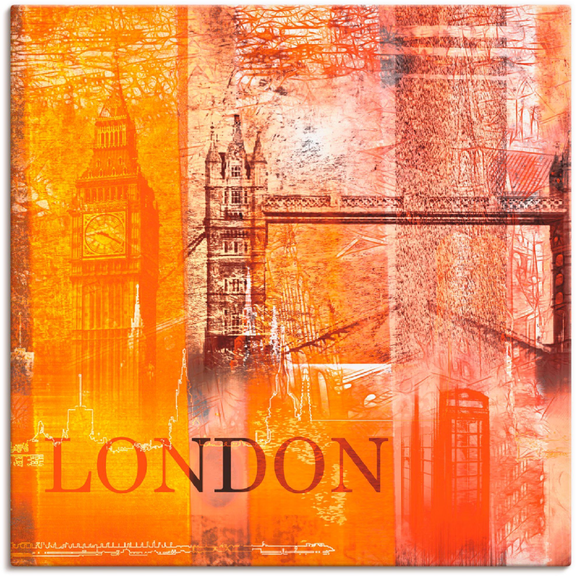 Artland Artprint Londen Skyline collage V in vele afmetingen & productsoorten -artprint op linnen, poster, muursticker / wandfolie ook geschikt voor de badkamer (1 stuk)