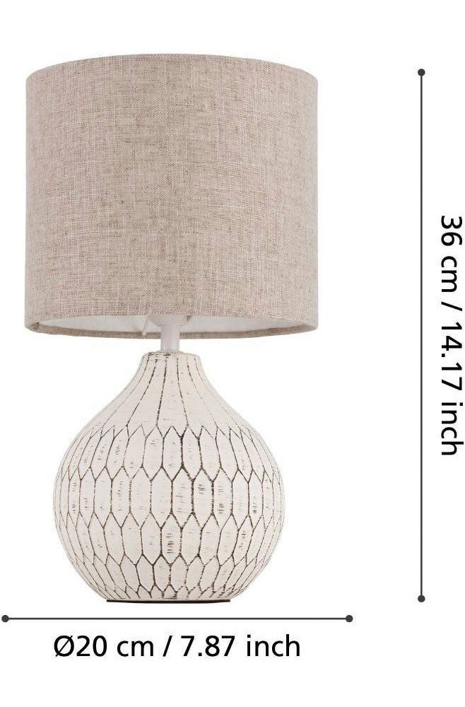 EGLO Tafellamp BELLARIVA 3 Nachtkastlamp met boho-patroon en in lichtbruin, met schakelaar, E27 (1 stuk)