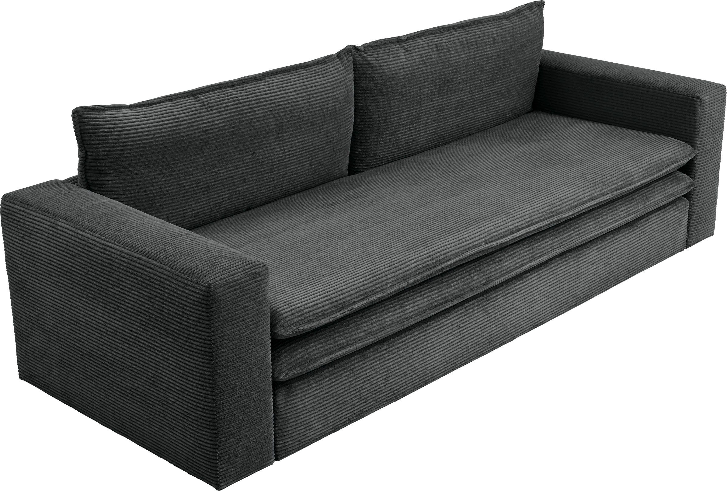 Places of Style 3-zitsbank PIAGGE Cord-bekleding - met slaapfunctie en bedkist, met praktische topmatras