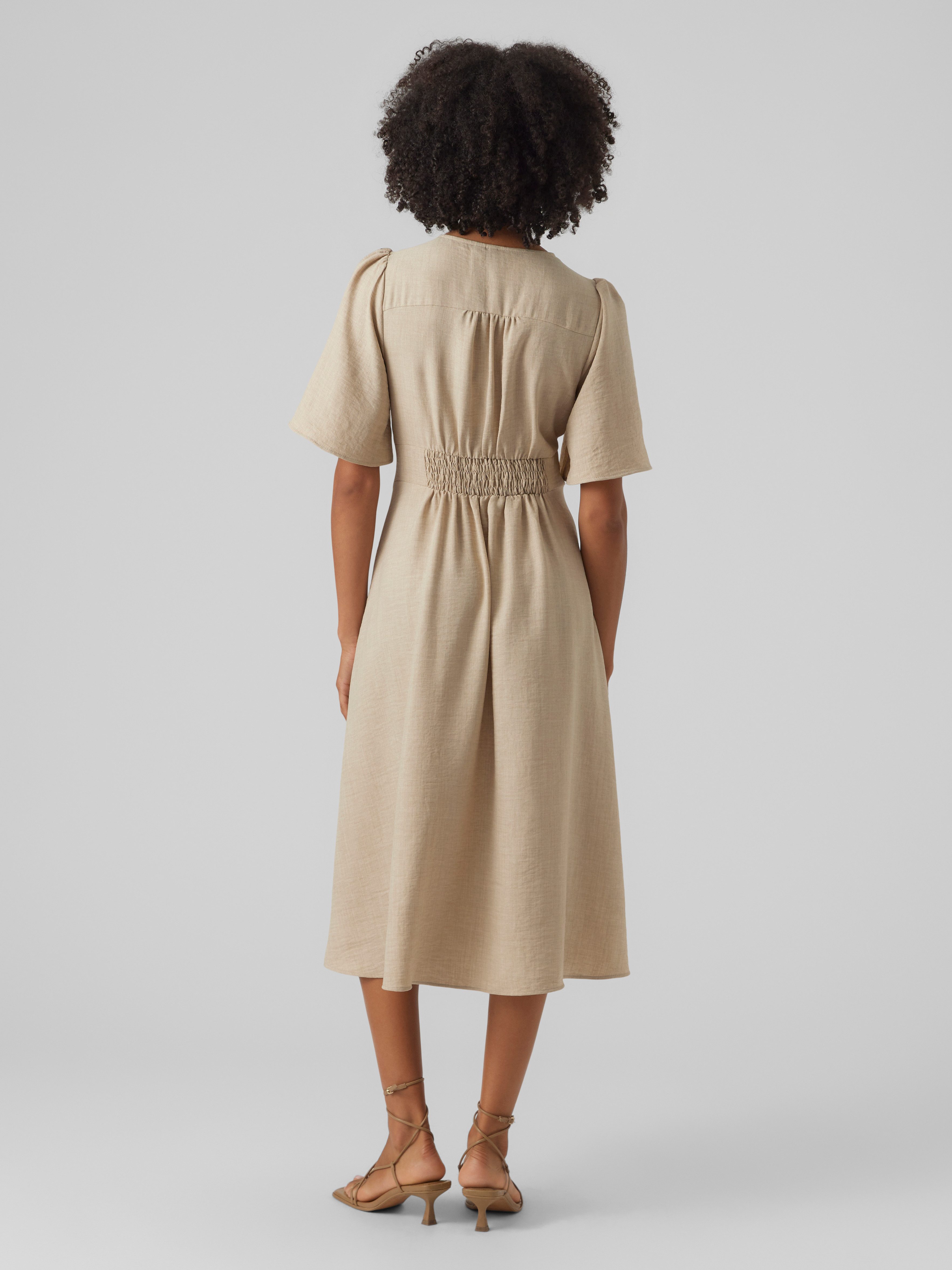Vero Moda Midi-jurk VMMELANEY 2/4 BLK DRESS WVN NOOS