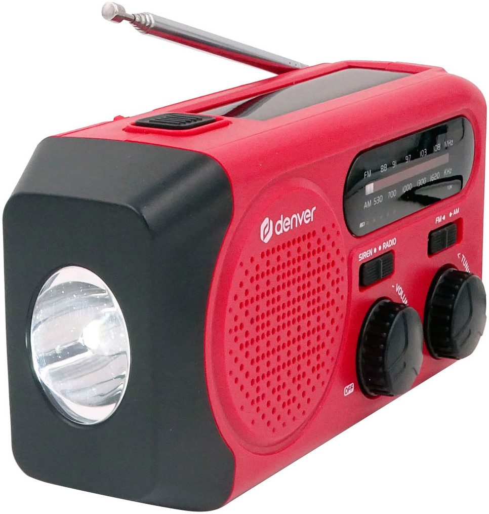 Denver Radio SCR-2010 Zonne- en handcrank geïntegreerde 2.000 mah accu, batterijbedrijf mogelijk, zaklamp