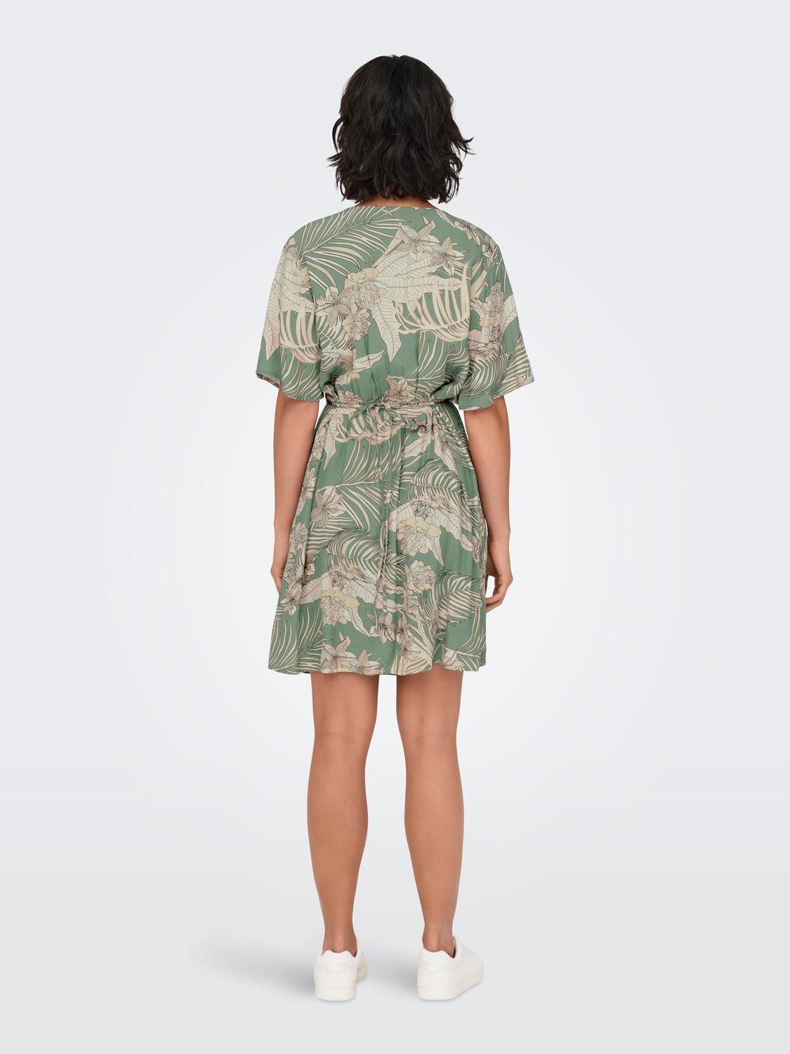 Only Gedessineerde jurk ONLPALINA LIFE 2/4 WRAP DRESS PTM
