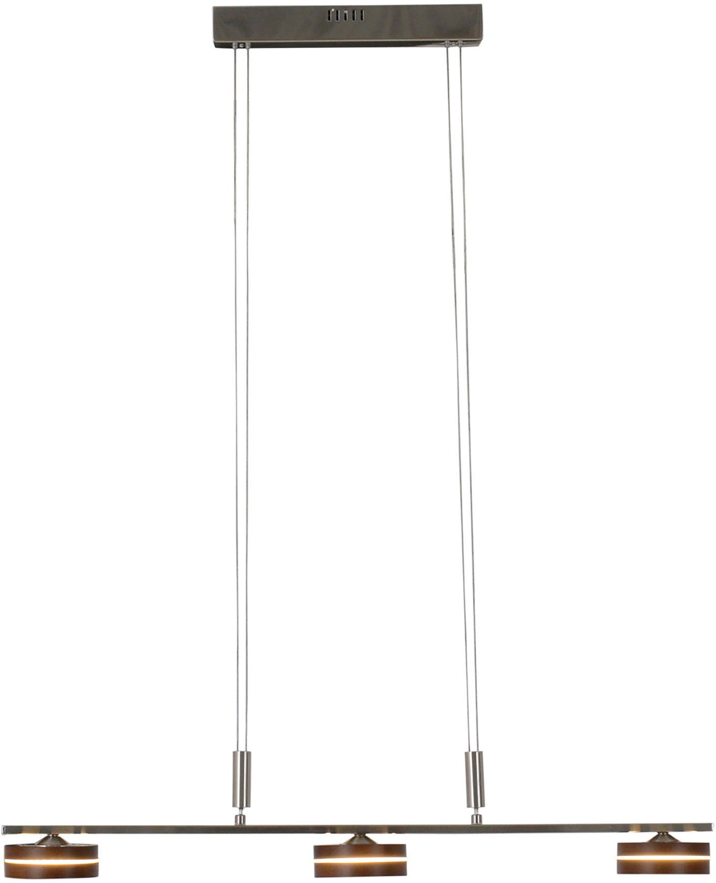 näve Led-hanglamp Triberg 3-vlamig, kappen van hout (eiken), wanddimmer, hoogte verstelbaar 80-150 cm (1 stuk)