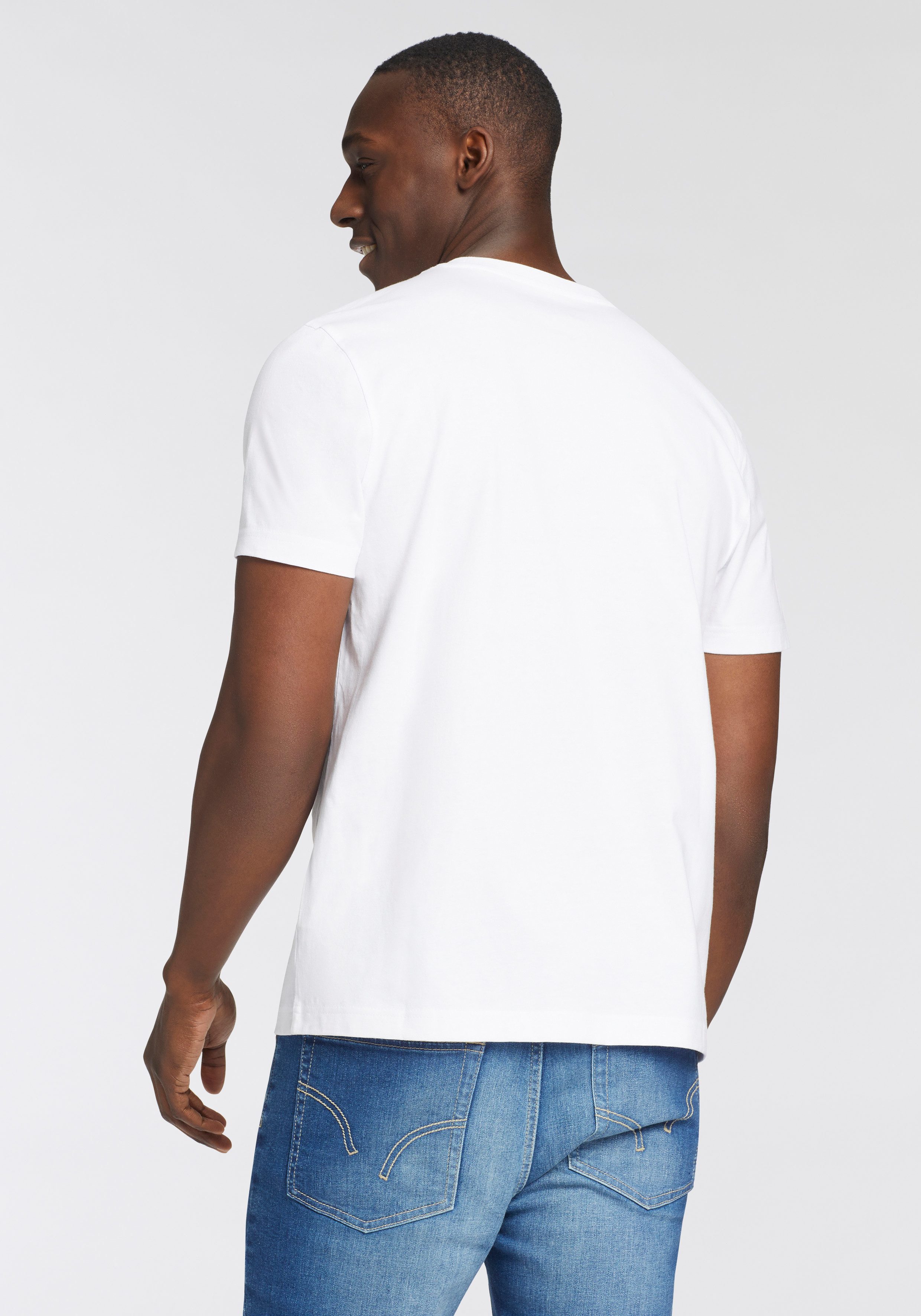 Man's World Shirt met ronde hals Korte mouw, effen kleur, ronde hals, van katoen(2-delig, Set van 2)