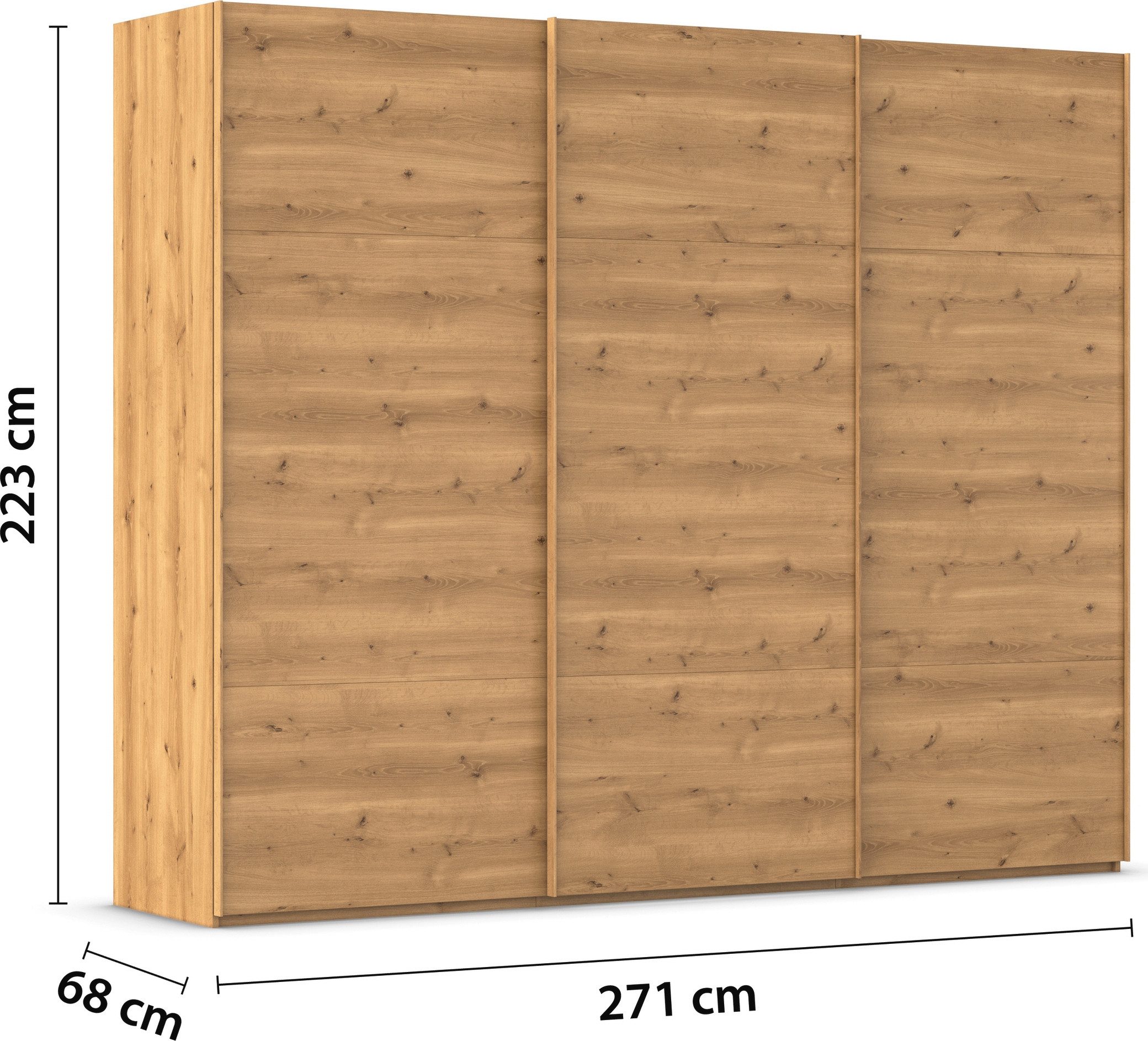 rauch Schuifdeurkast Kledingkast kast garderobe slaapkamerkast SCALE-TRIO edel drievoudig front, 2 sierlijsten in grepen kleur made in germany