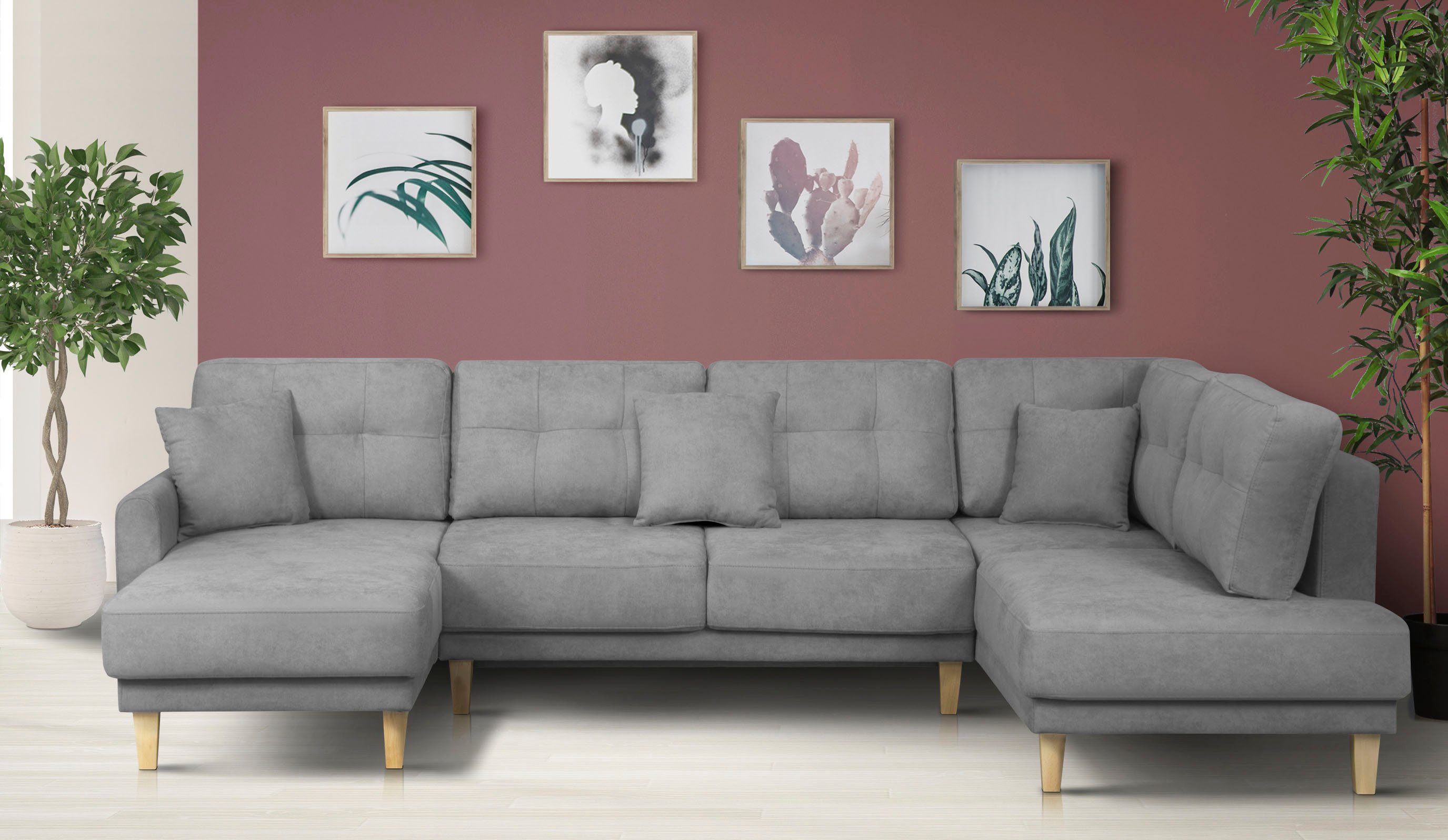 Home affaire Zithoek TRIPLO U-vorm optioneel met slaapfunctie, B/D/H: 310/192/90 cm (3-delig)