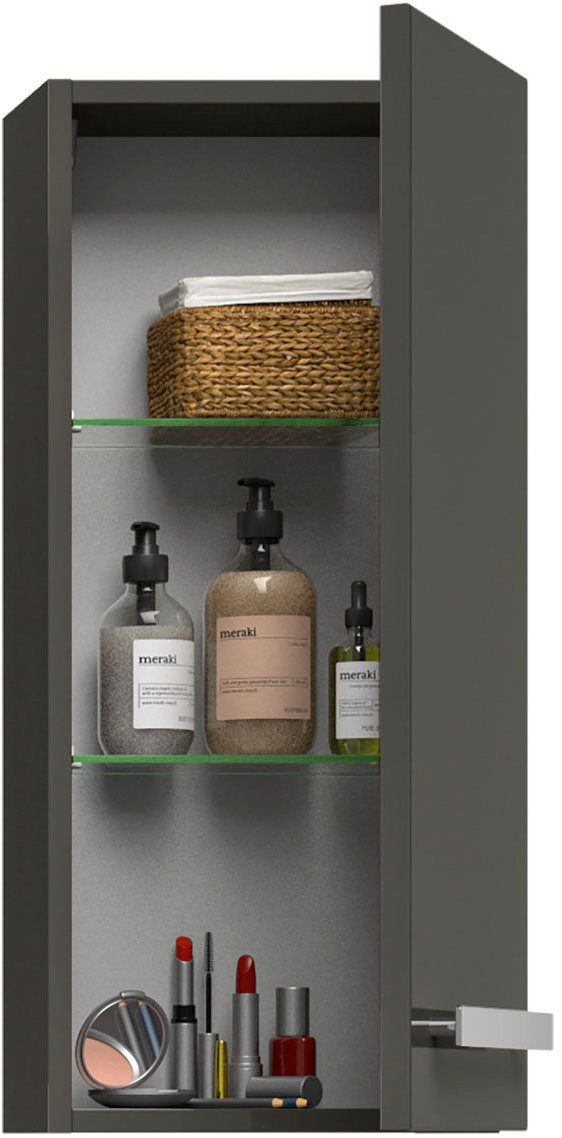 Saphir Hangkast Serie 4005 wand-badkamerkast 30 cm breed met 1 deur, 2 glazen planken