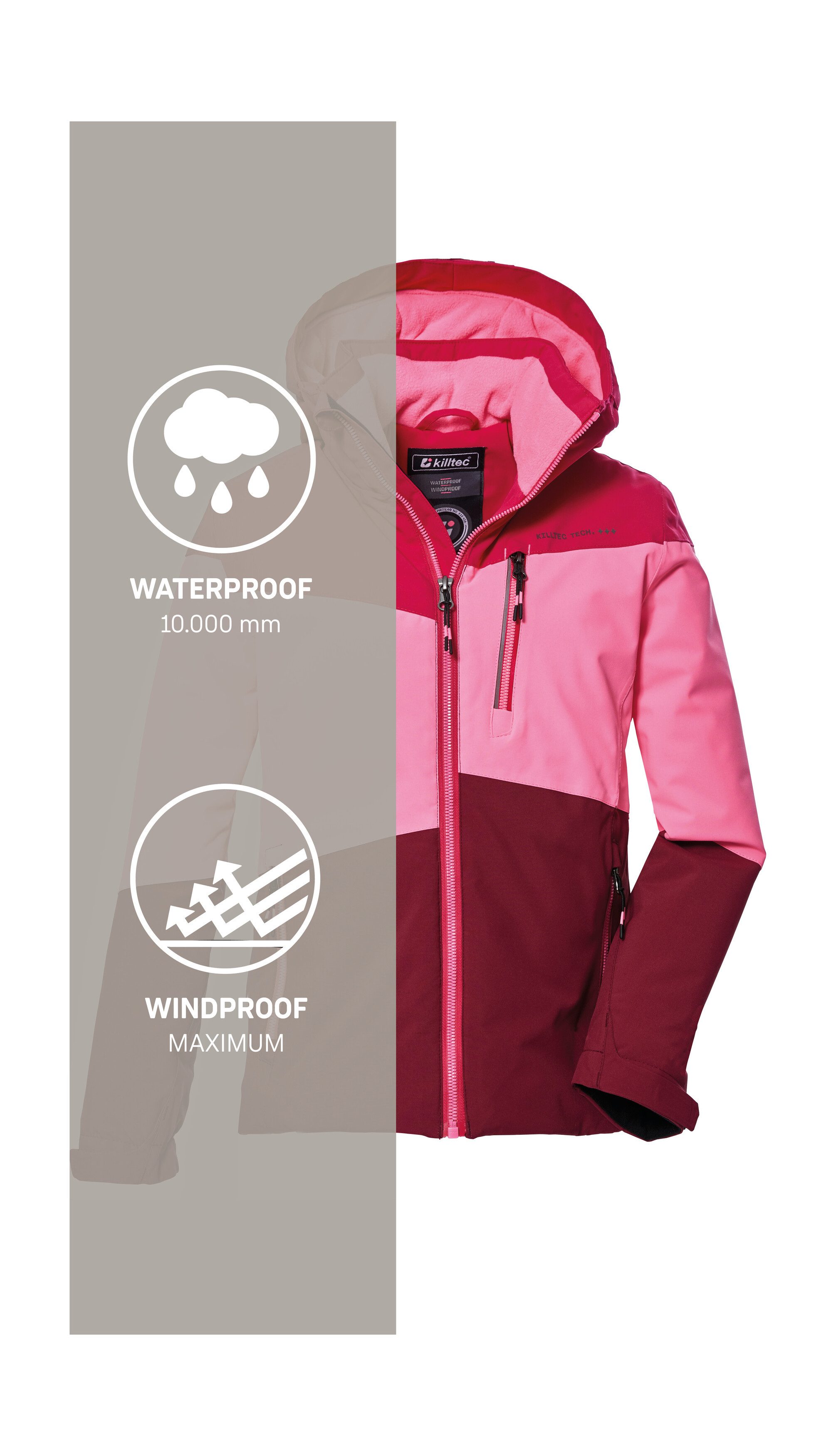 Killtec Outdoorjack KOW 170 GRLS JCKT Functionele jack met capuchon en sneeuwvang, waterdicht