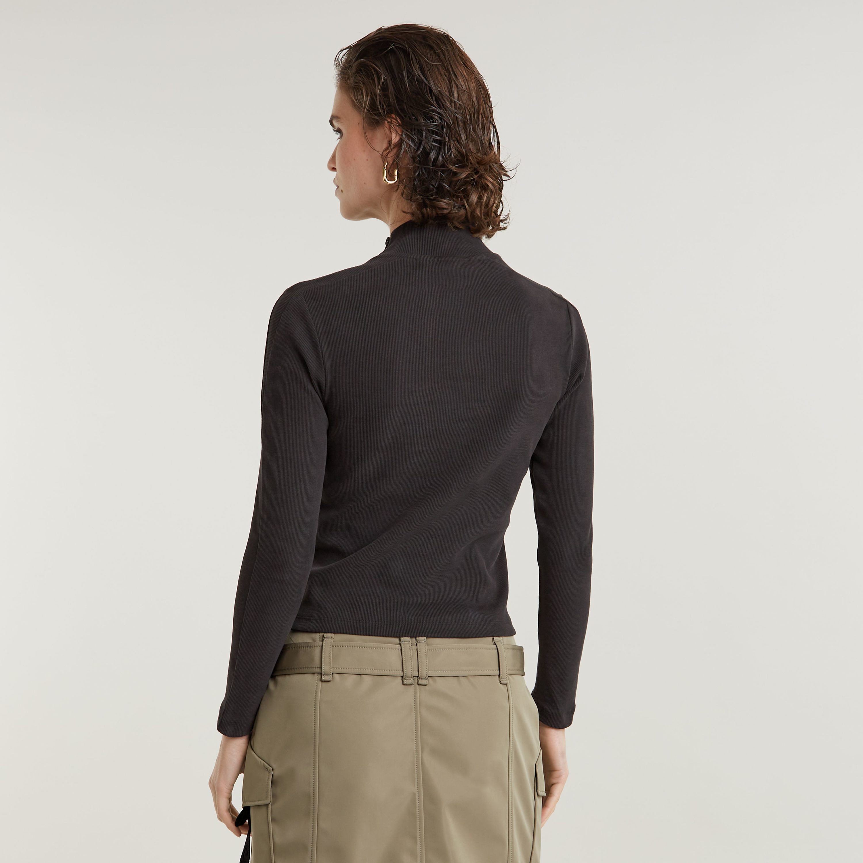 G-Star RAW T-shirt Asymmetric Zip Cropped Slim Mock