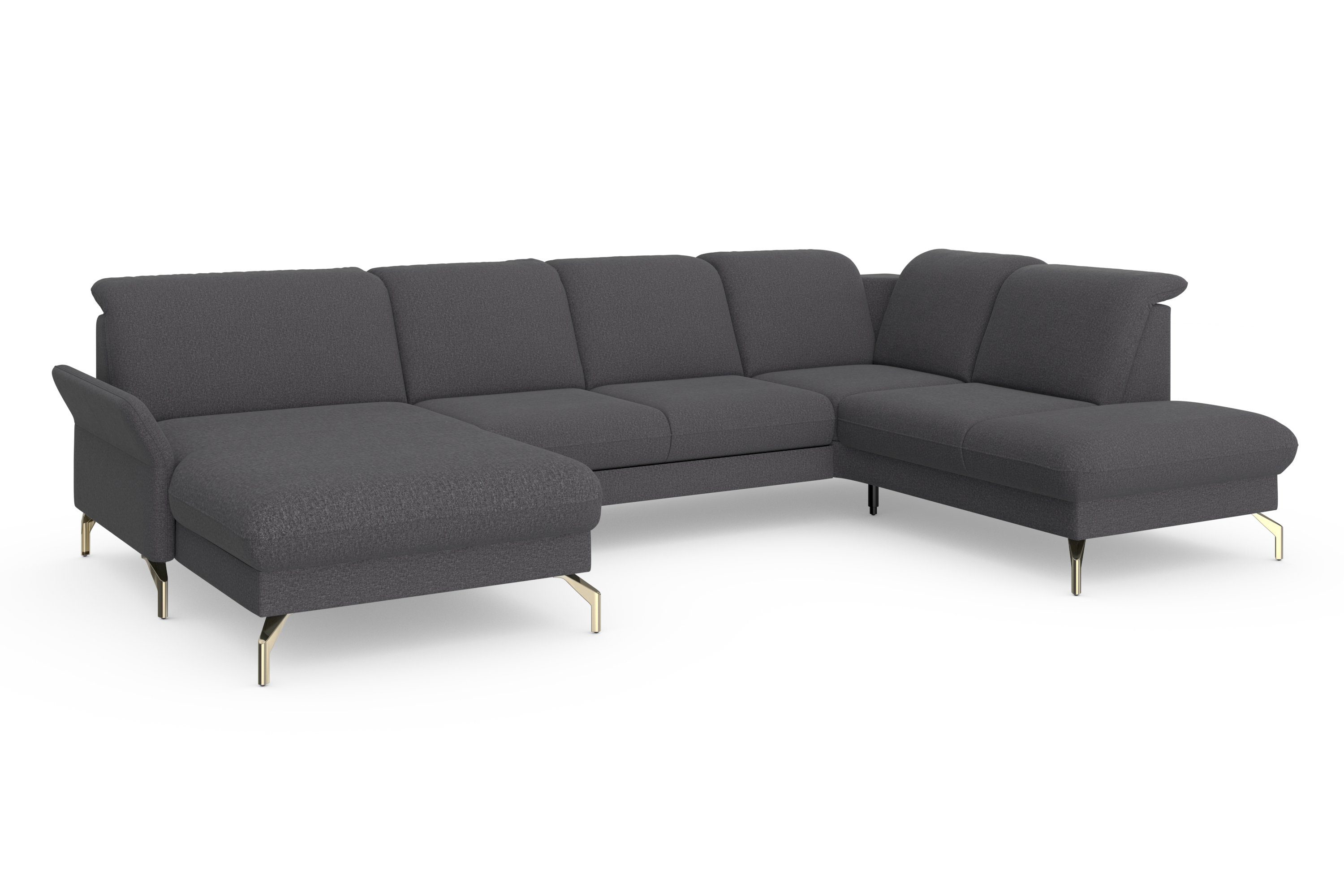 sit&more Zithoek Fashion U-vorm naar keuze met verstelbare hoofdsteun, uittrekzitting, motorisch, nikkel poten