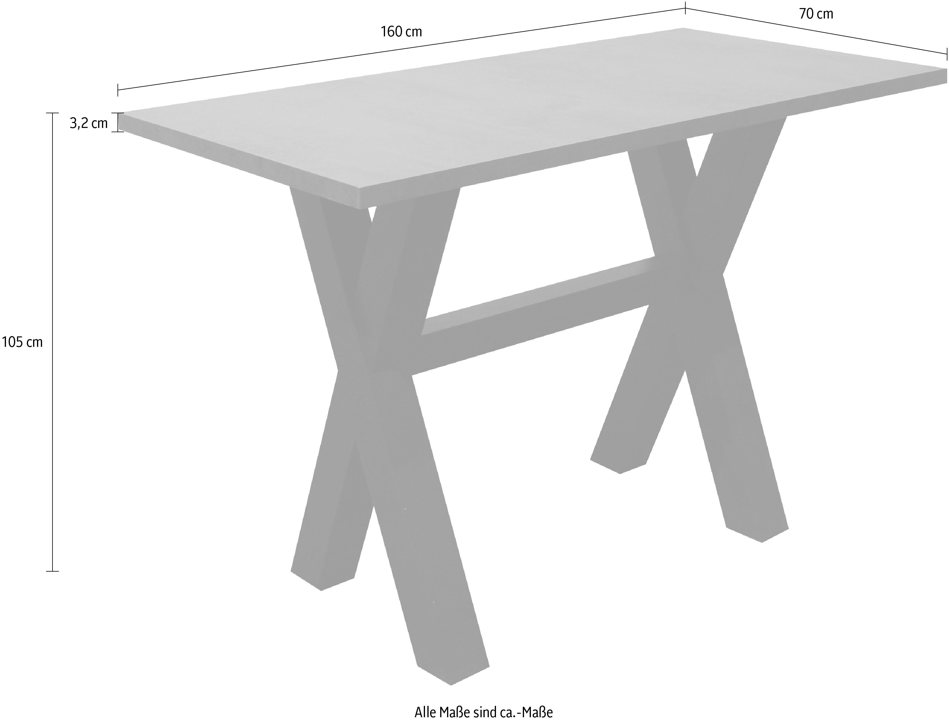 Mäusbacher Bartafel Frame in X-model (breedte 120, 140 of 160 cm)