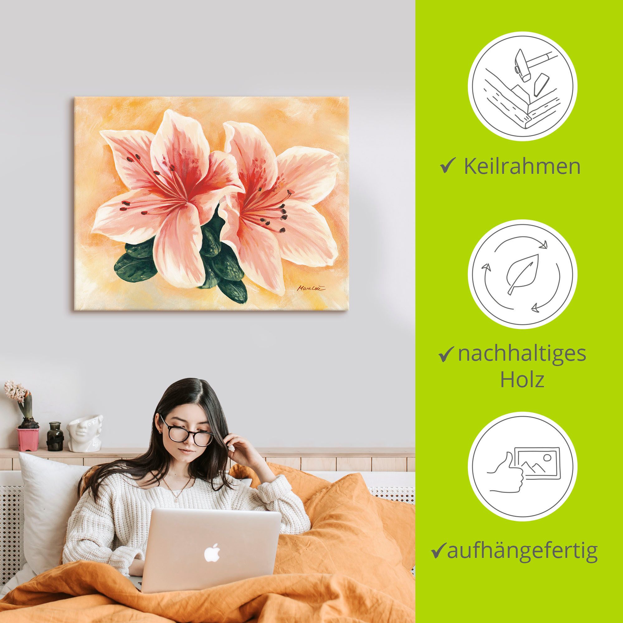 Artland Artprint Zalmlelies als artprint van aluminium, artprint op linnen, muursticker, verschillende maten