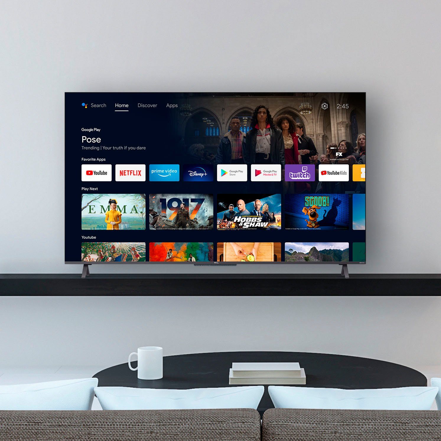 TCL QLED-TV 50C722X1, 126 cm / 50", 4K Ultra HD, Smart TV - Android TV, Android 11, Onkyo-geluidssysteem