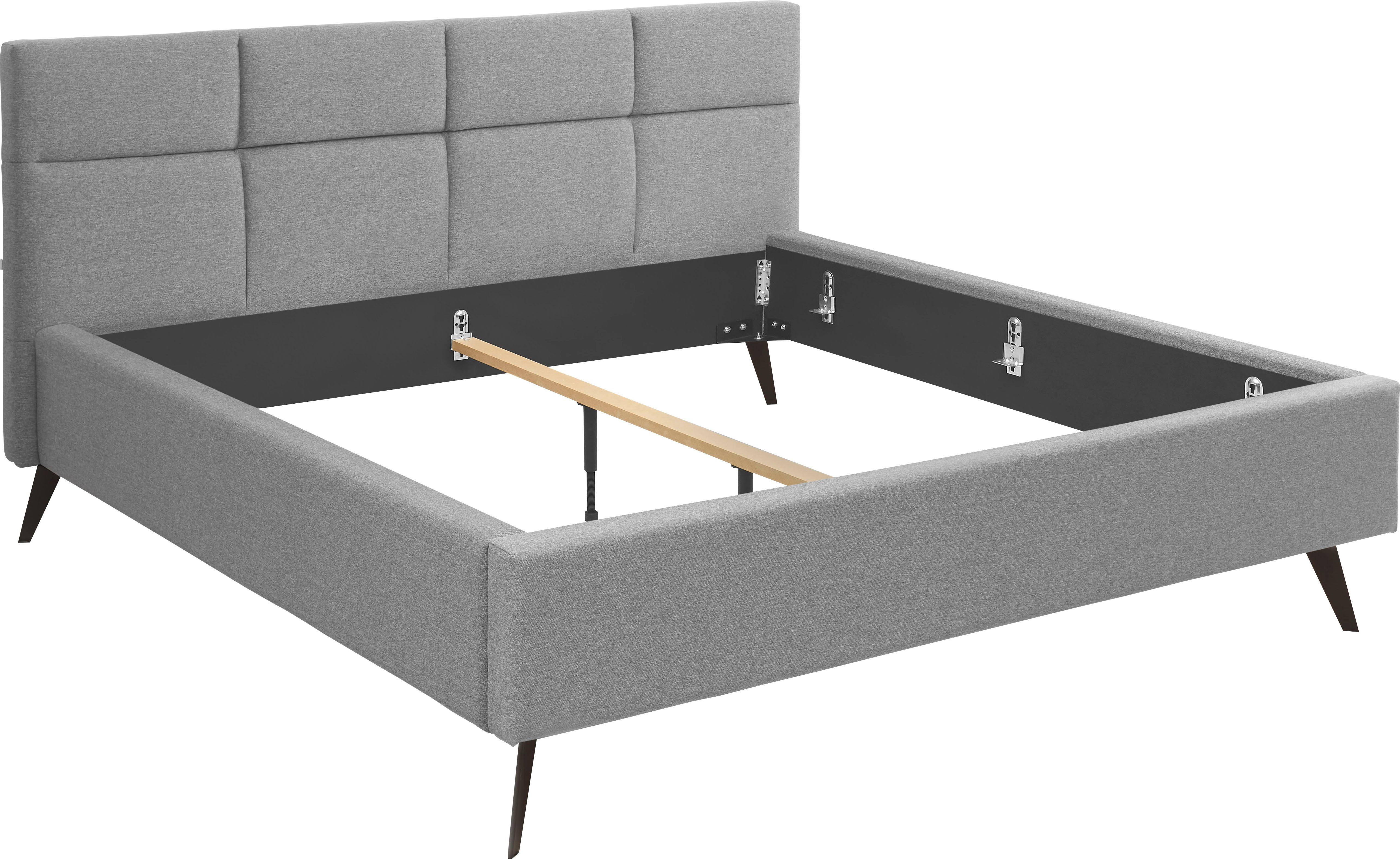 set one by Musterring Gestoffeerd bed Cary naar keuze met matras en lattenbodem, zwarte metalen poten