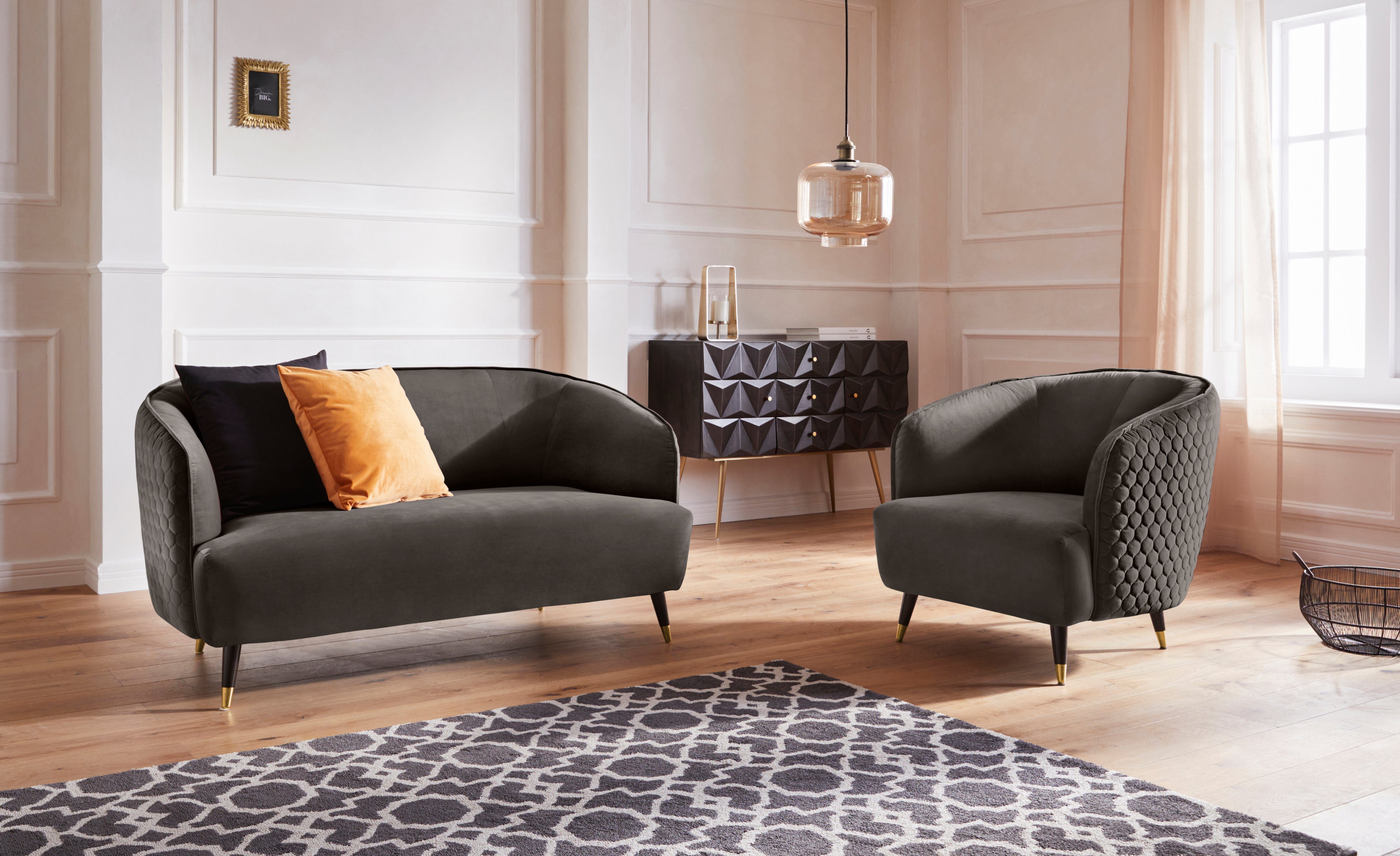 Guido Maria Kretschmer Home&Living 2-zitsbank Oradea met elegante stiksels op achterzijde van de rugleuning