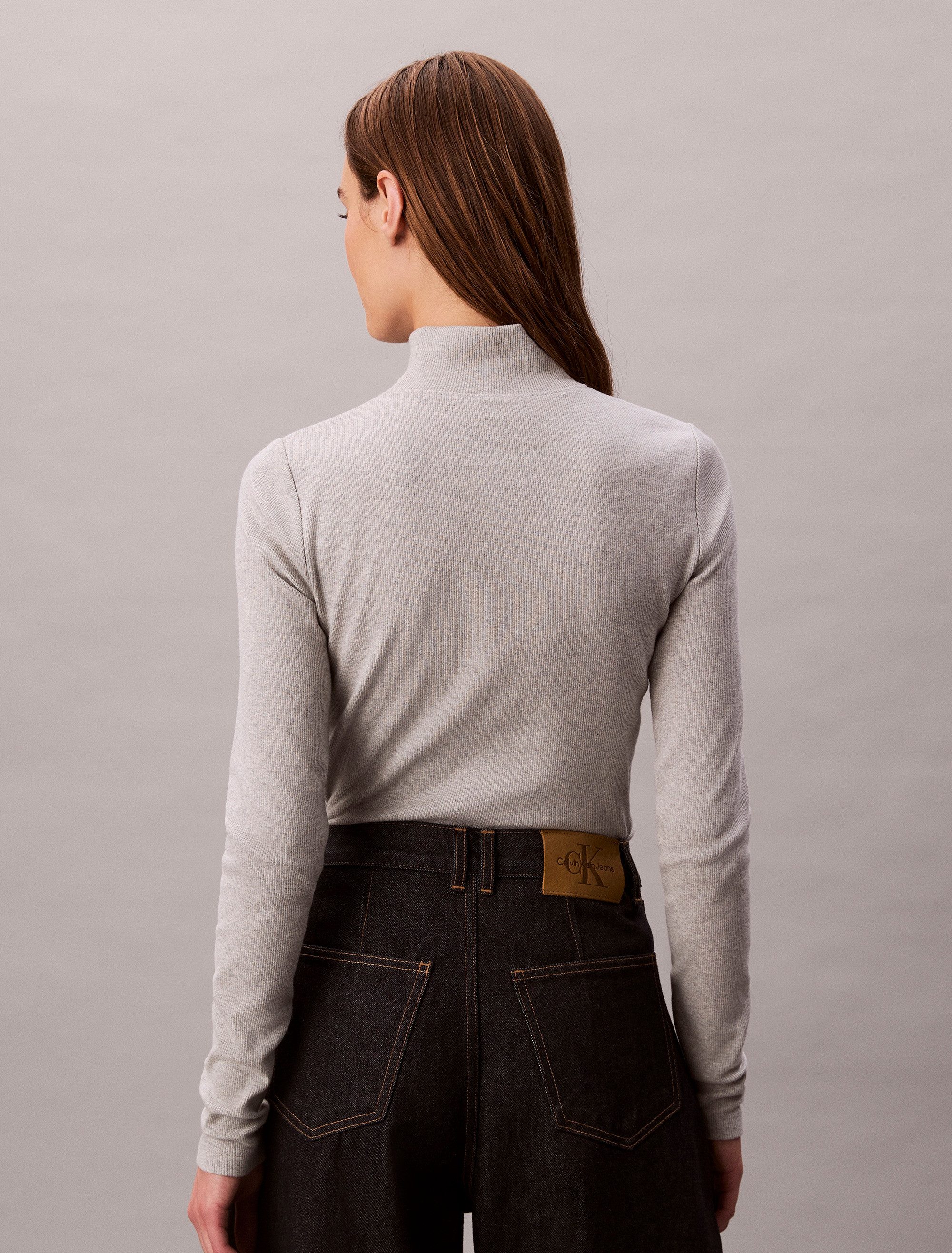 Calvin Klein Shirttop LS WOVEN LABEL TURTLENECK