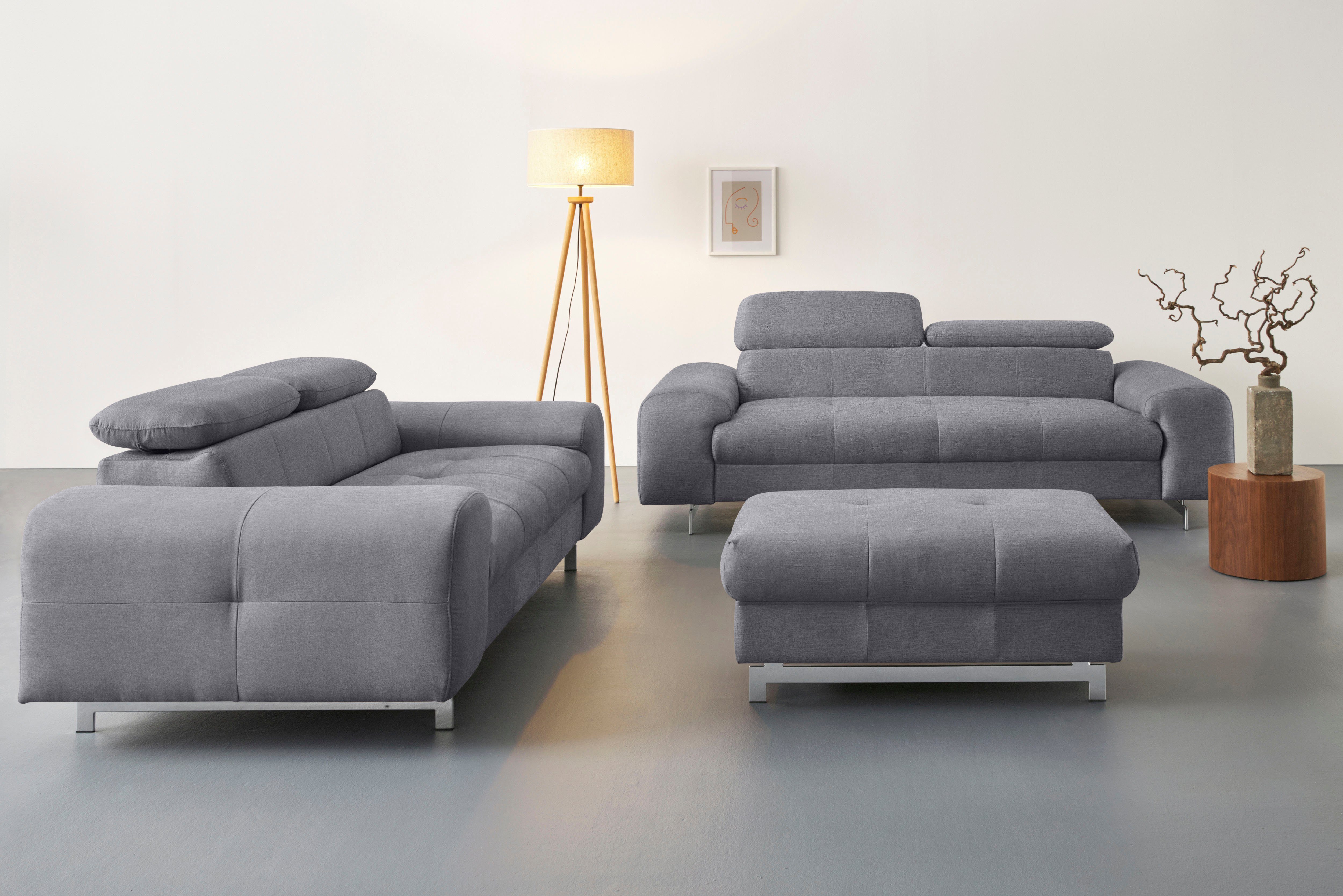 COTTA 2-zitsbank Chef 2-zitsbank met elegante stiksels, bodemvrijheid 12,5 cm