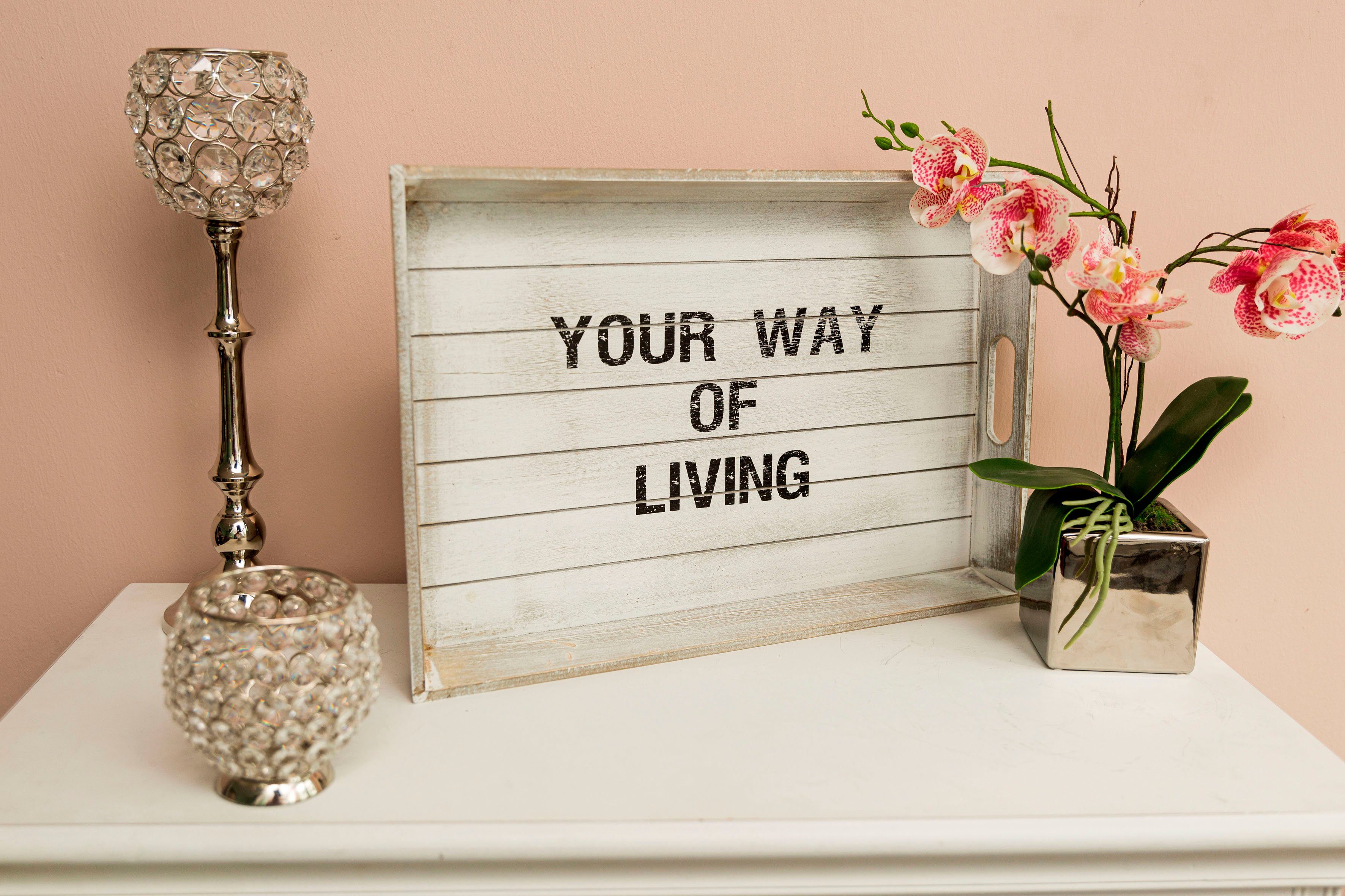 Myflair Möbel & Accessoires Dienblad Ewi, grijs Decoratief dienblad met een opschrift, Shabby look