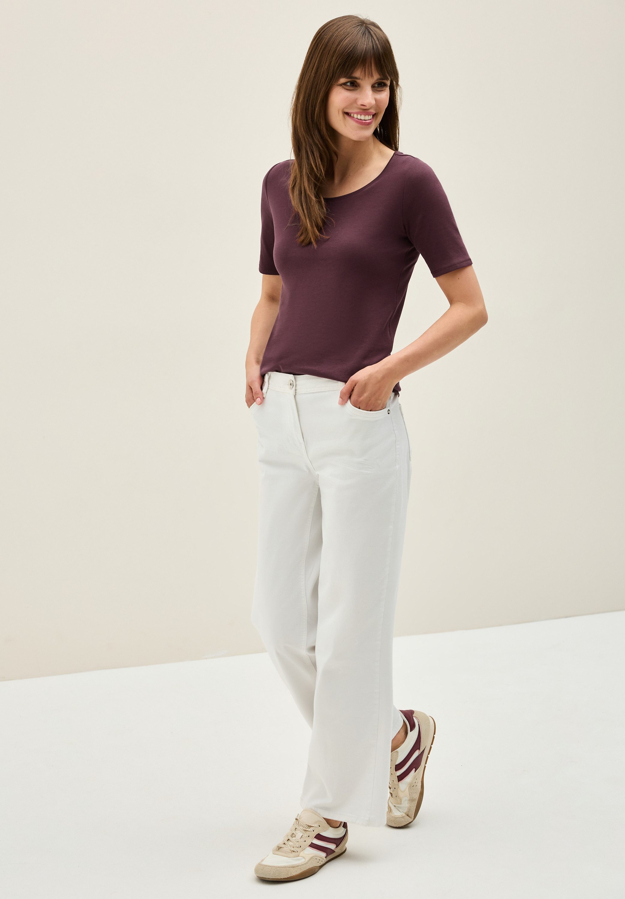 Cecil T-shirt Stijl Lena met klassieke ronde hals