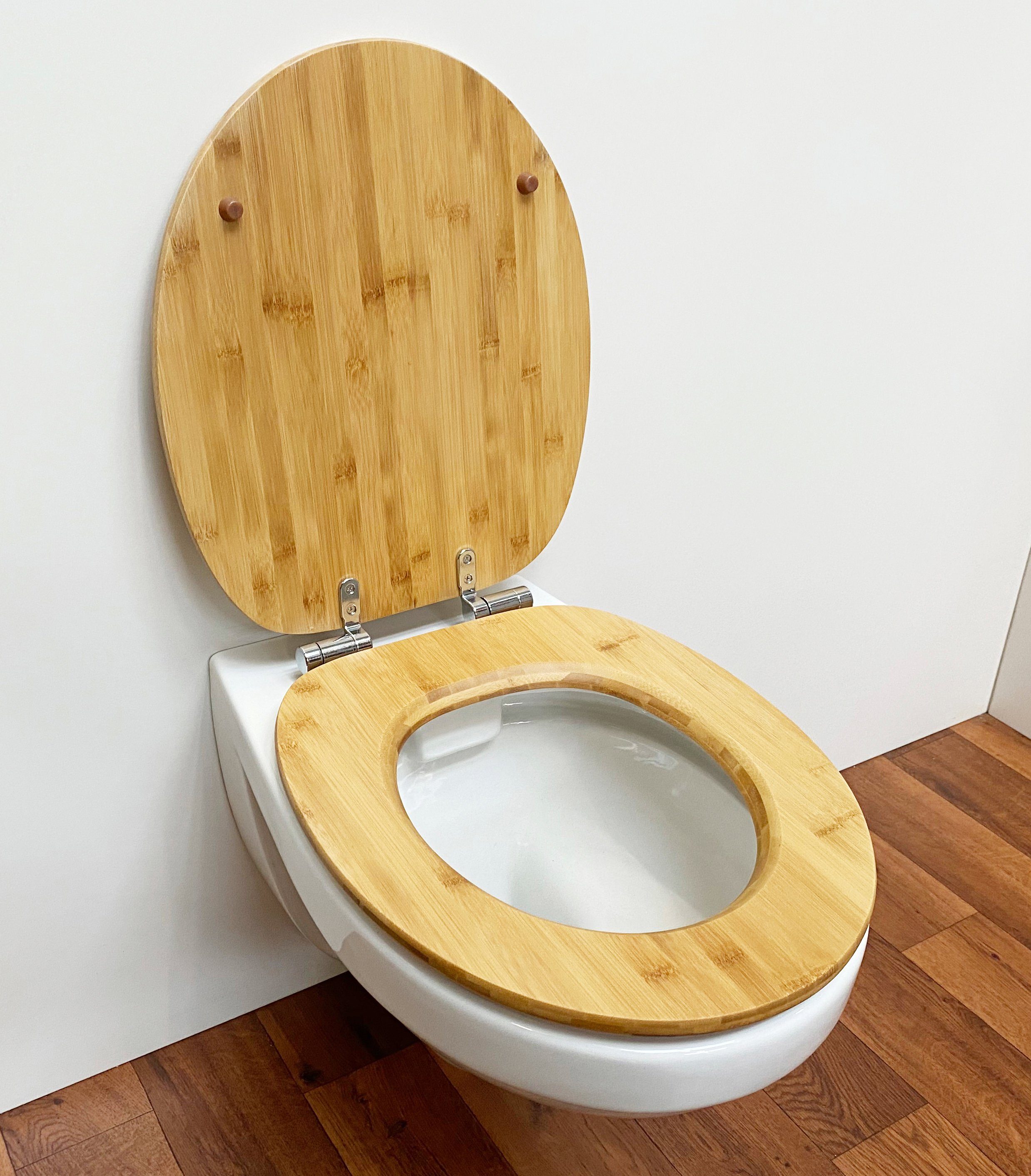 ADOB Toiletzitting Bamboe donker met soft-closemechanisme, geschikt voor alle gebruikelijke toiletten