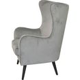 inosign oorfauteuil fauteuil met poten van massief grenenhout, zwart gelakt, geheel met schuimstof opgevuld, bekleding soft-fluweel grijs