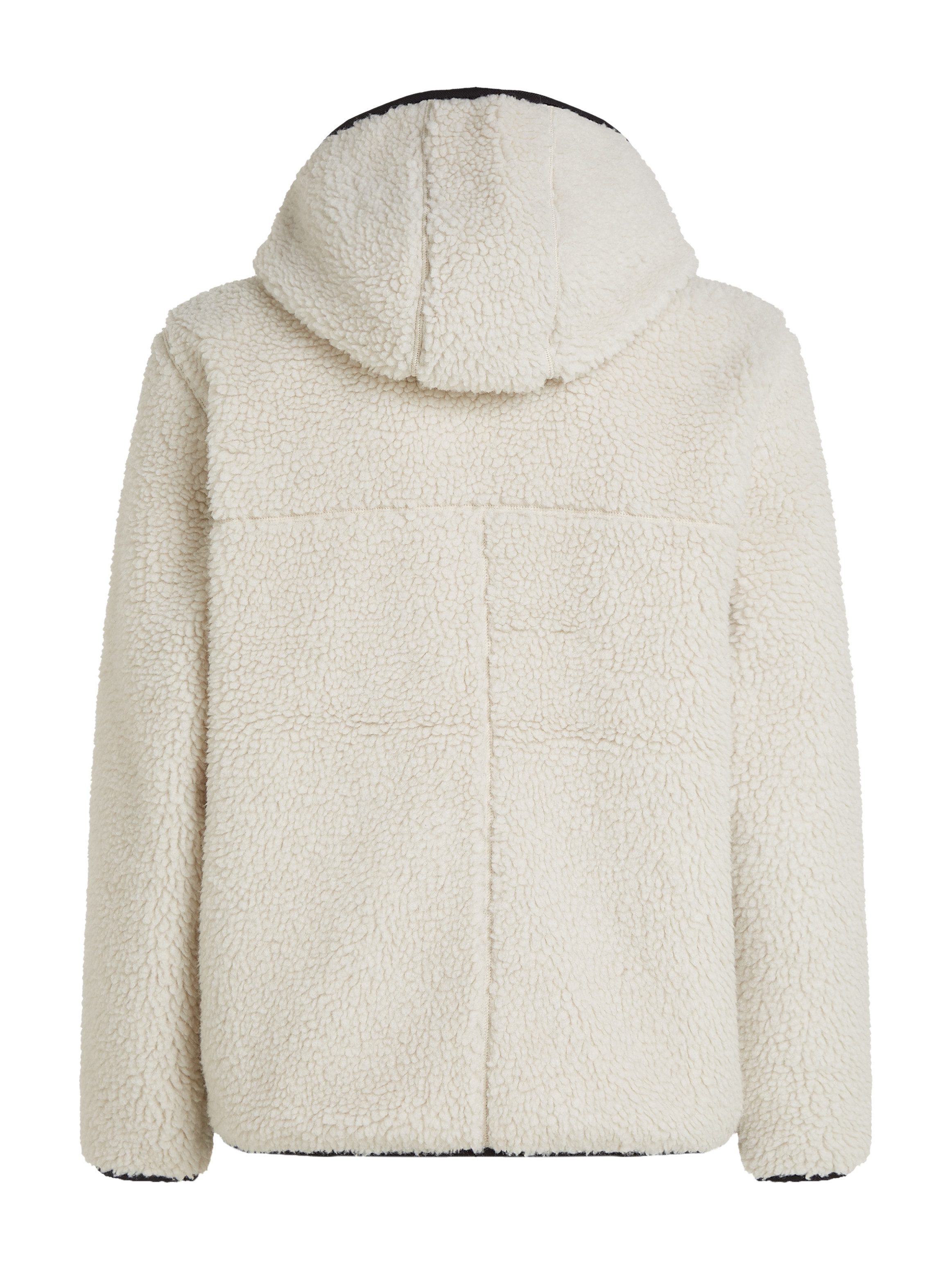 TOMMY JEANS Pluchen jack TJM REG BADGE TEDDY ZIP TRU EXT met logopatch, licht afgezakte schouders