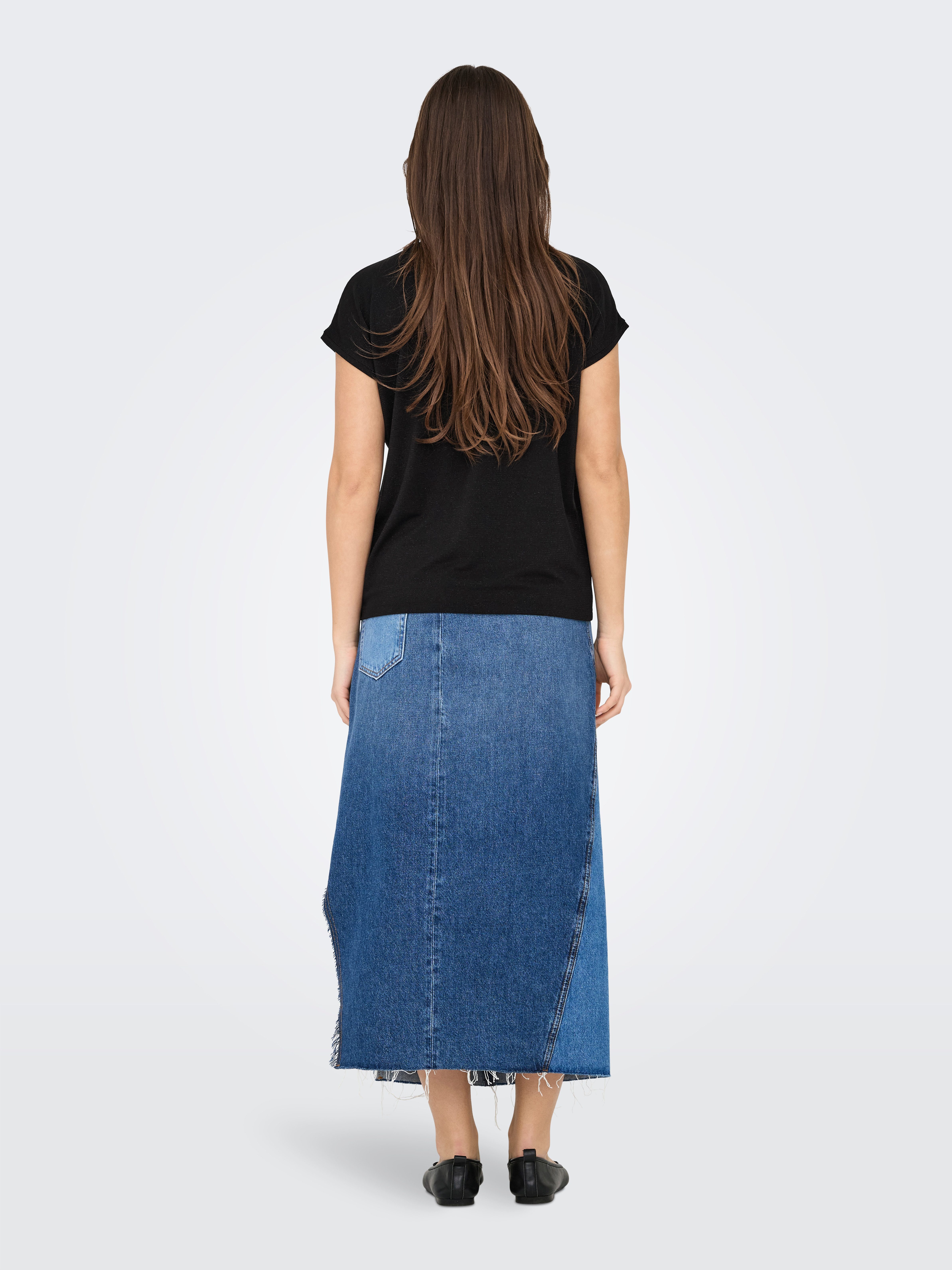 Only Shirt met korte mouwen ONLCLAUDIA S/S GLITTER STRIPE TOP JRS