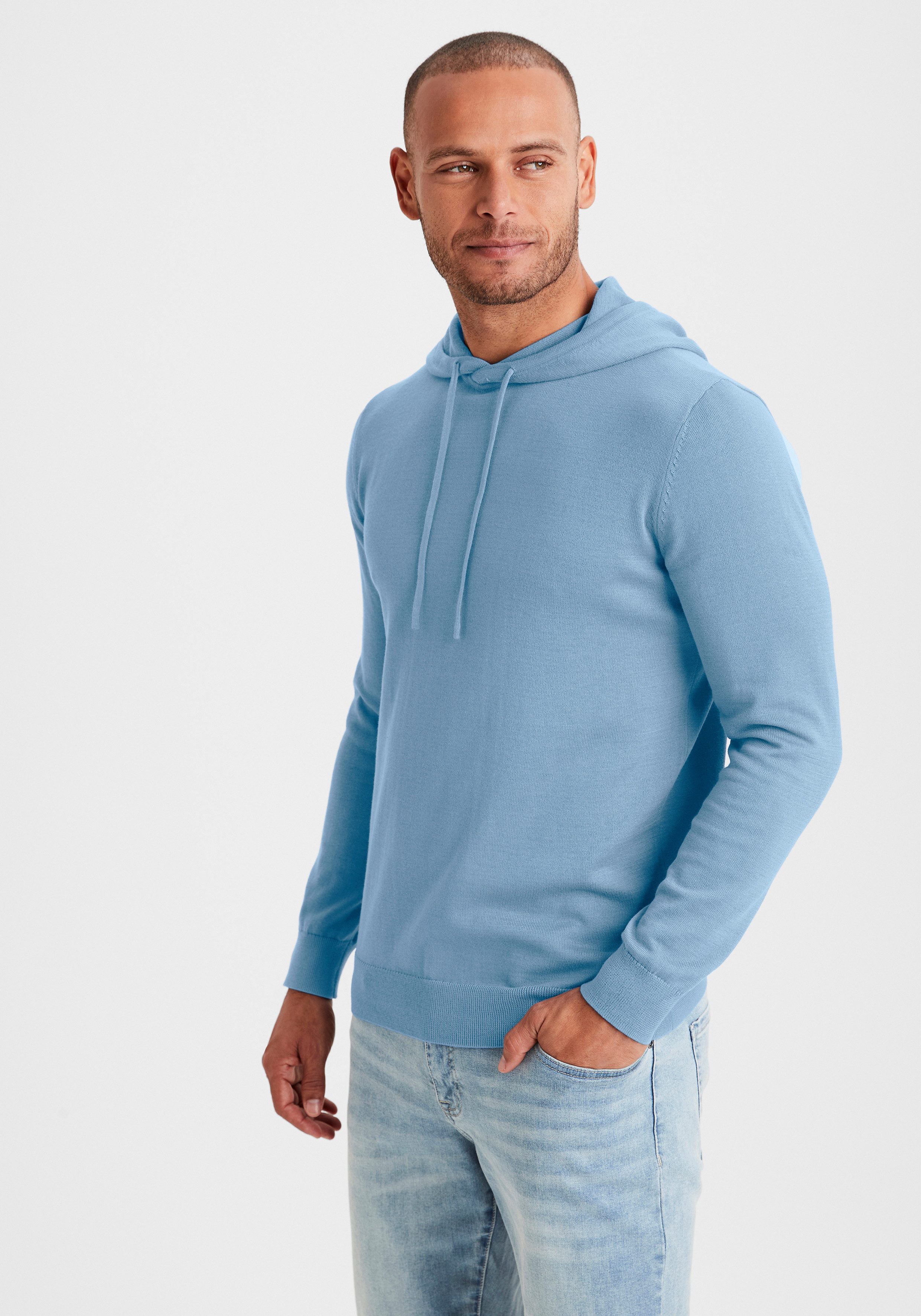 H.I.S Gebreide trui Met capuchon, regular fit Pullover met ronde hals, fijn breiwerk, katoenmix