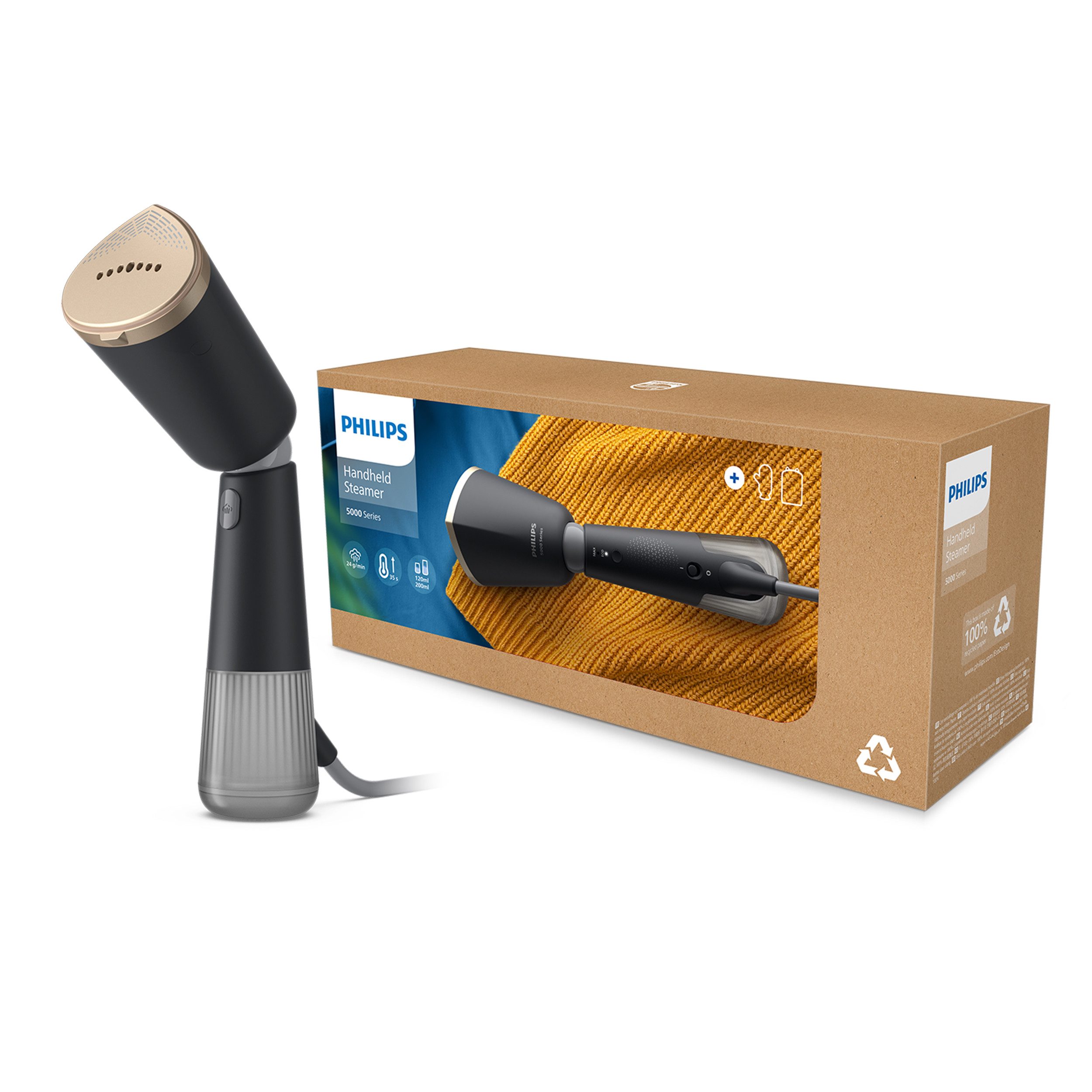 Philips Stoomborstel STH5030 "Styler", 120 ml en 200 ml Waterreservoir, Metalen Plaat