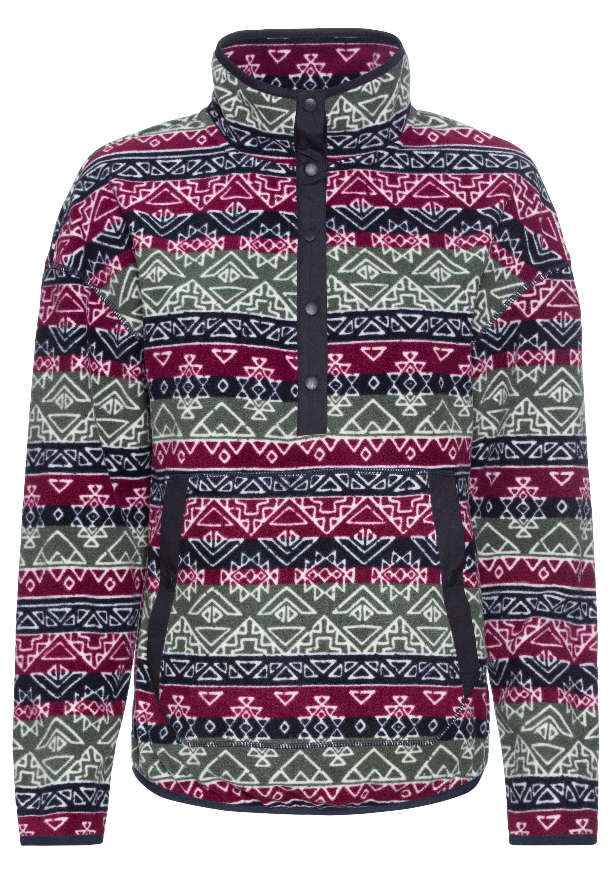 Polarino Fleecetrui met colourblocking-look, met kangoeroezak, van fleece stof