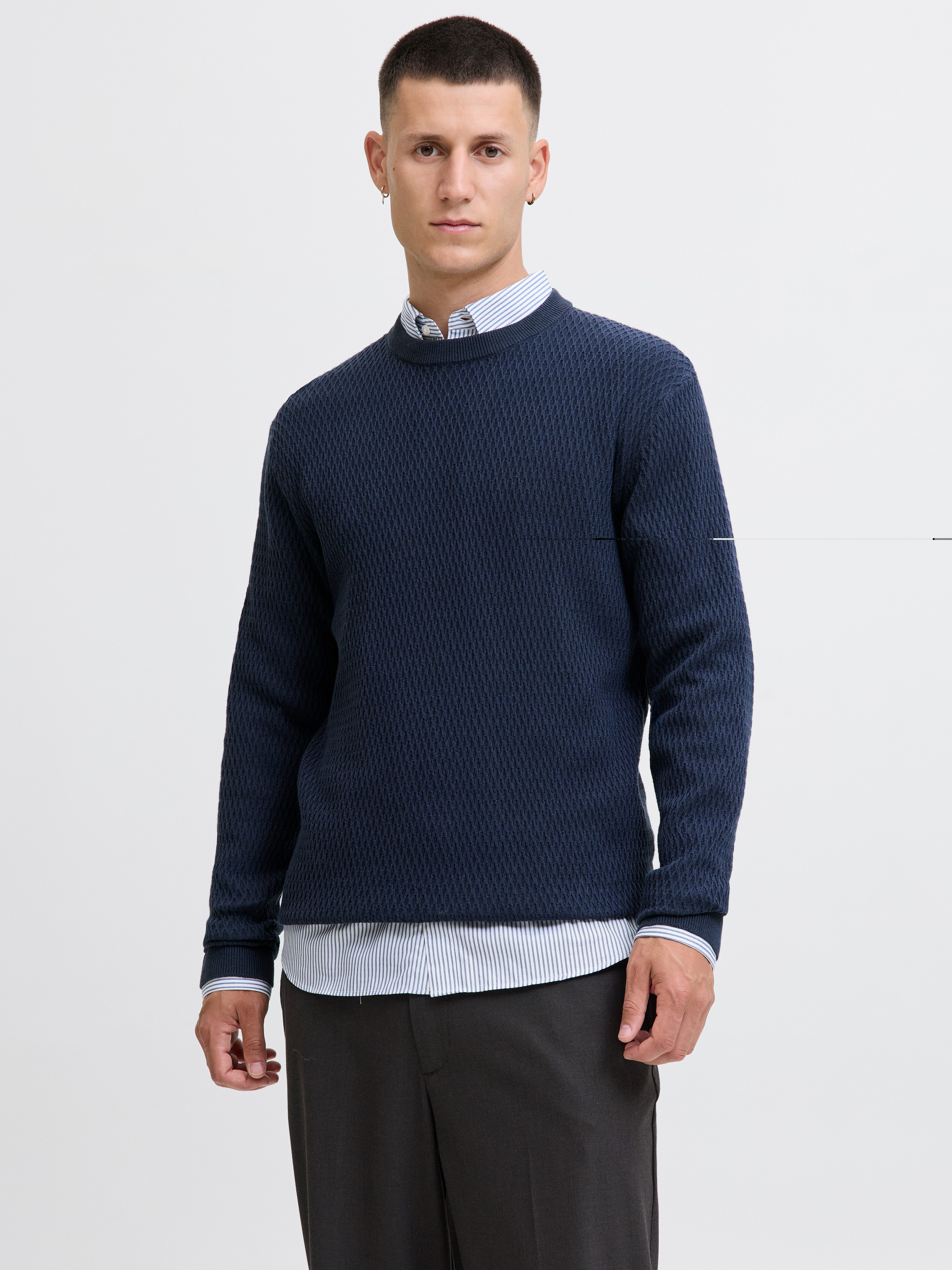 Jack & Jones Gebreide trui JPRBLAREAGAN KNIT CREW NECK heren pullovers maat S blauw