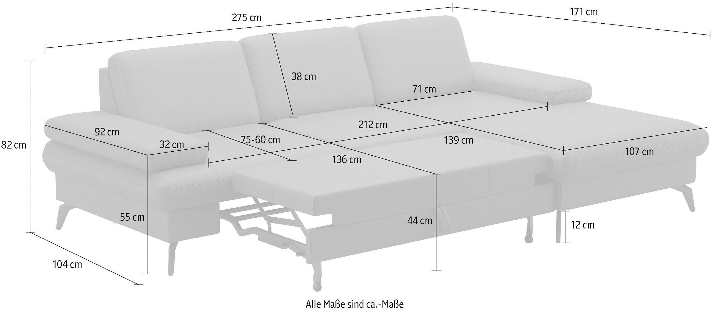 sit&more Hoekbank Morris L-vorm, incl. zitdiepteverstelling keuze uit armleuningverstelling, bedfunctie & bedlade