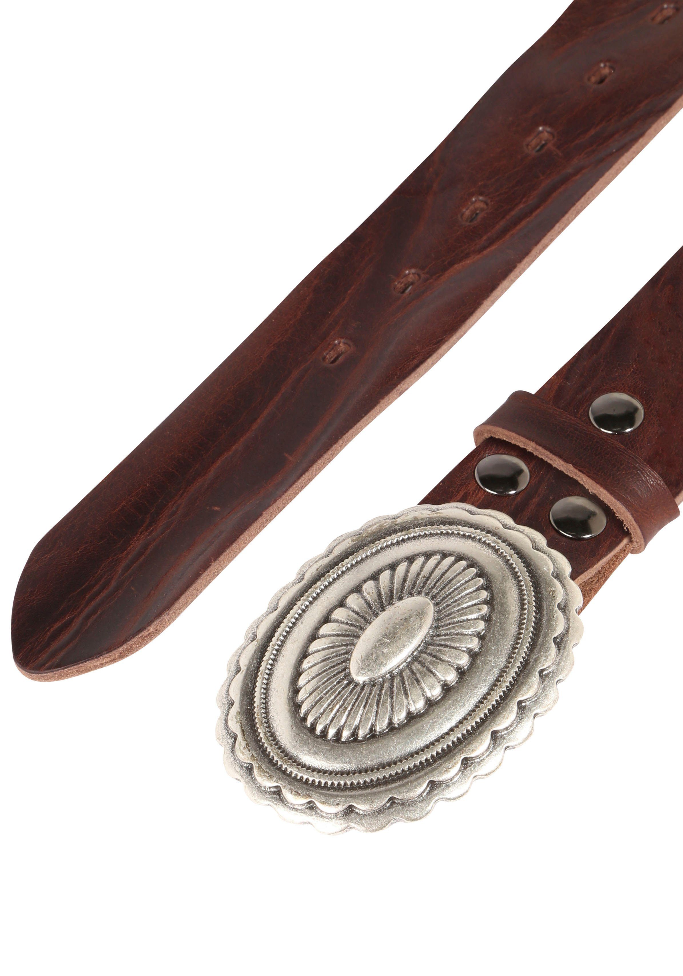 RETTUNGSRING by showroom 019° Leren riem met verwisselbare sluiting "mandala zilver"