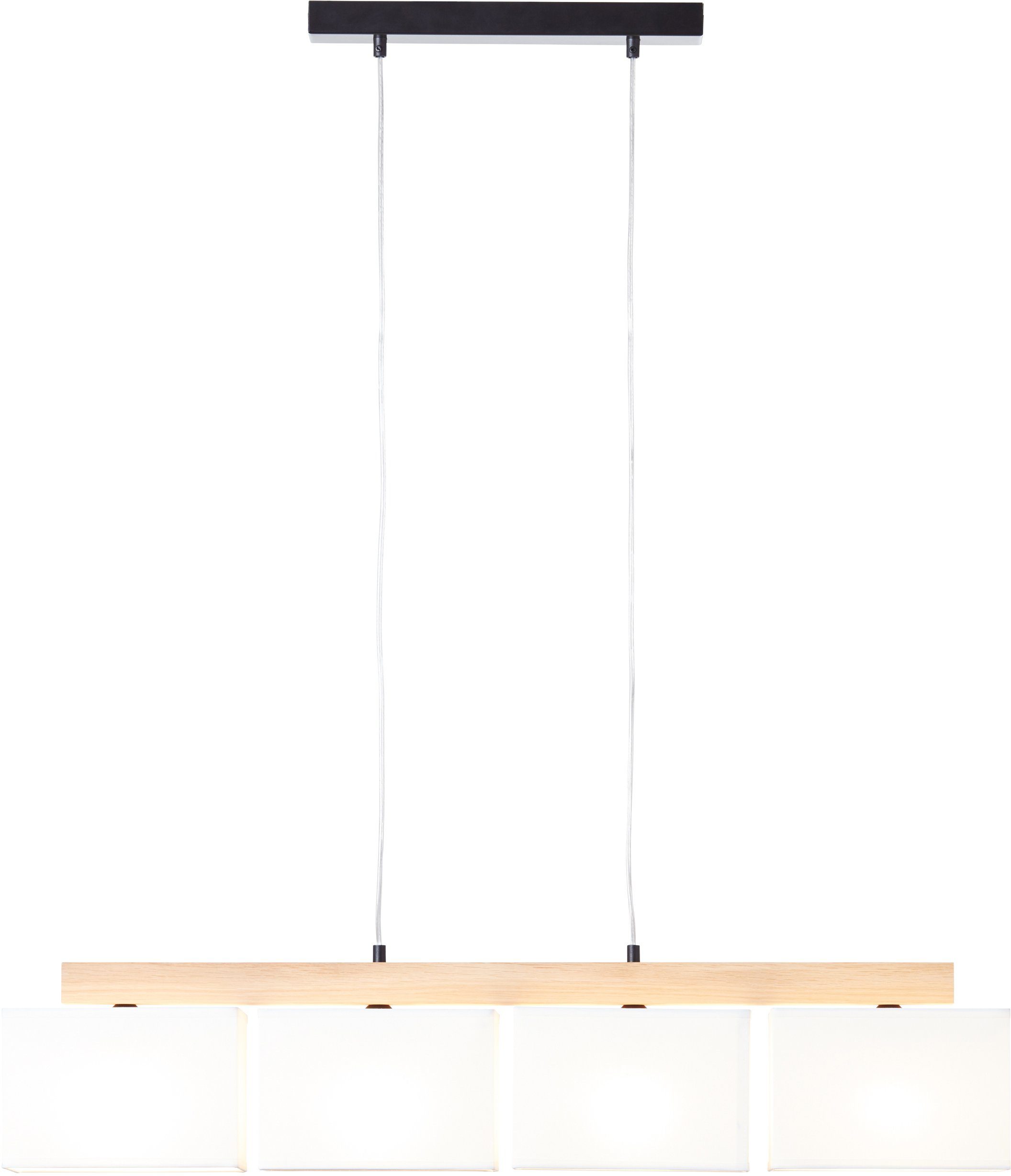 Brilliant Leuchten Hanglamp Rayan Stoffen kappen, H 113 cm, B 95 cm, 4 x E27, geolied eiken/wit (1 stuk)