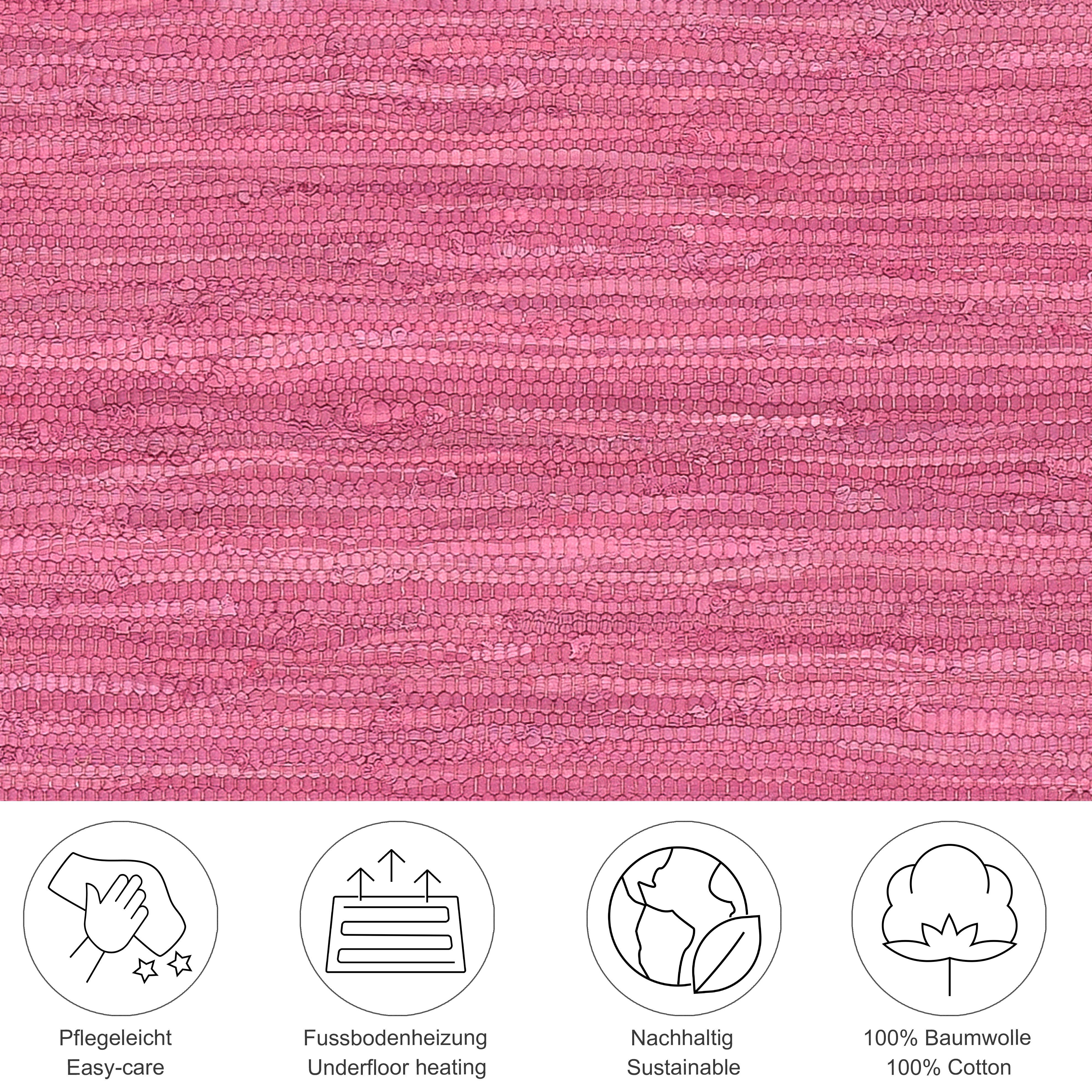 THEKO Loper Happy Cotton Fleckerl Handgeweven loper, platweefsel, puur katoen, met de hand geweven, met franje