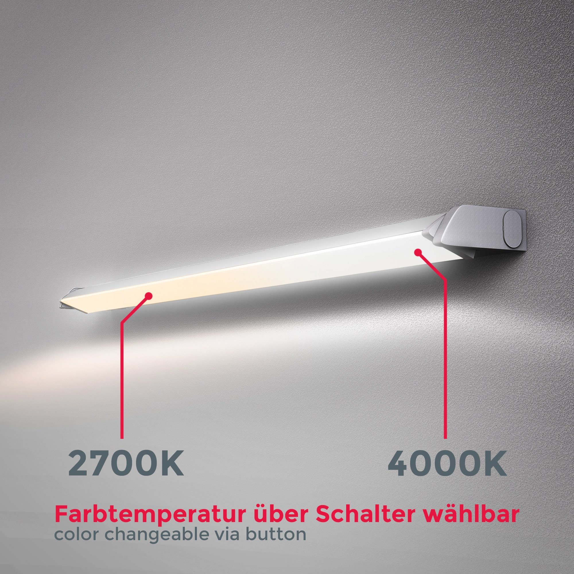 B.K.Licht Lichtstrook Onderbouwlamp, kast-lamp, draaibaar, keukenbalk, zilverkleur, 8W