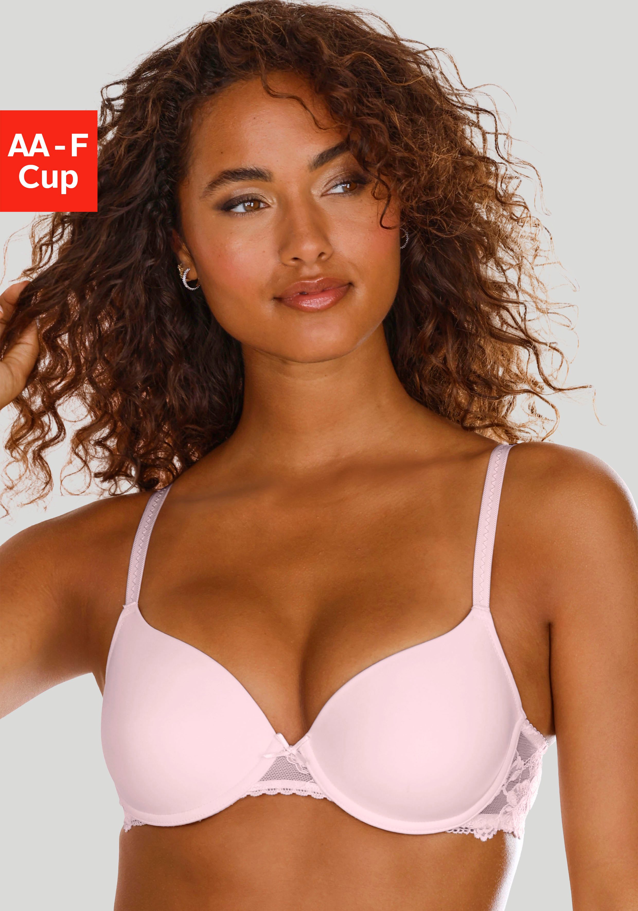 Lascana Bh met steuncups Vittoria met beugel en rug van gebloemde kant dames voorgevormde bh's maat C C roze