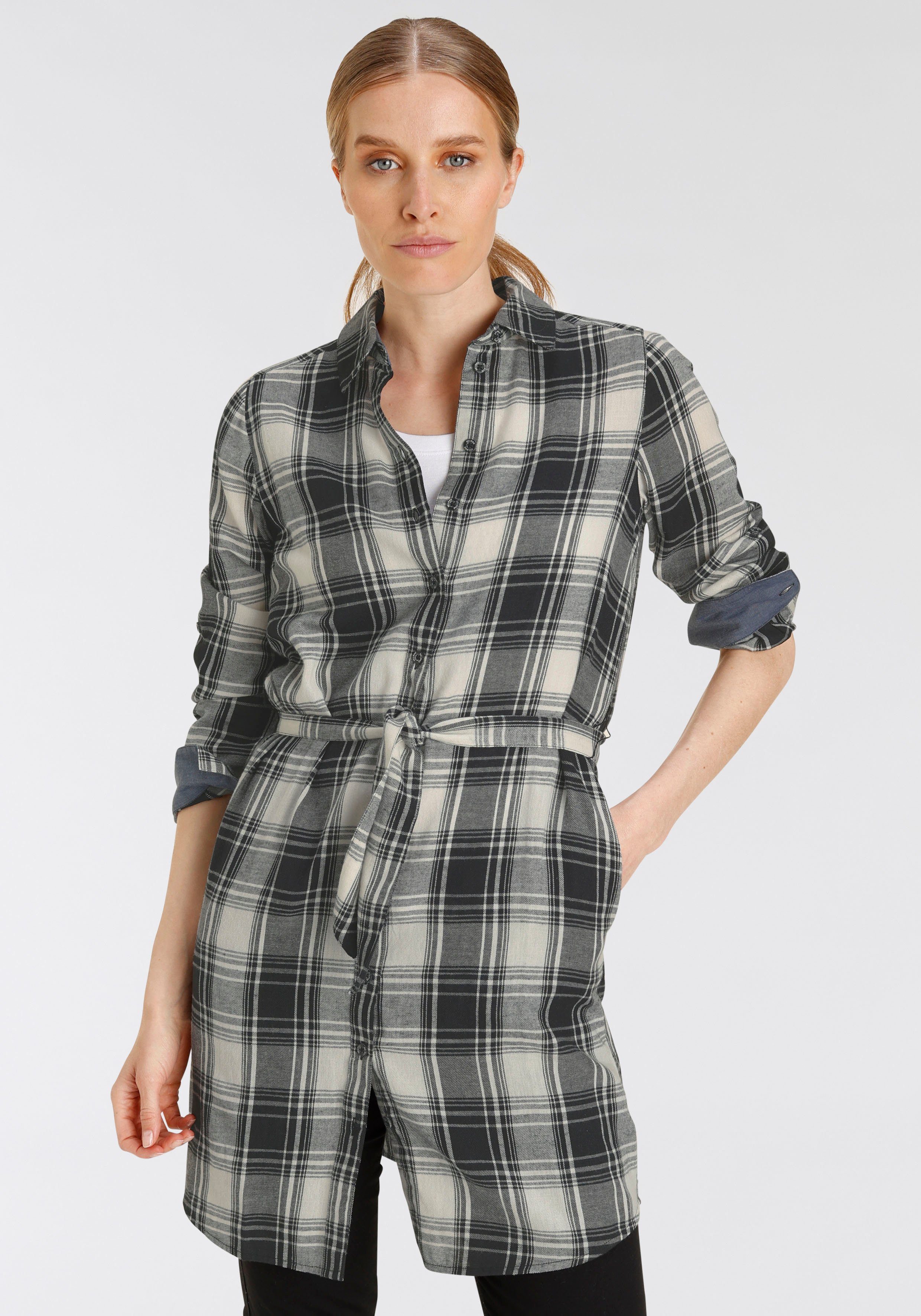 DELMAO Blousejurk in trendy ruitpatroon - nieuw merk!