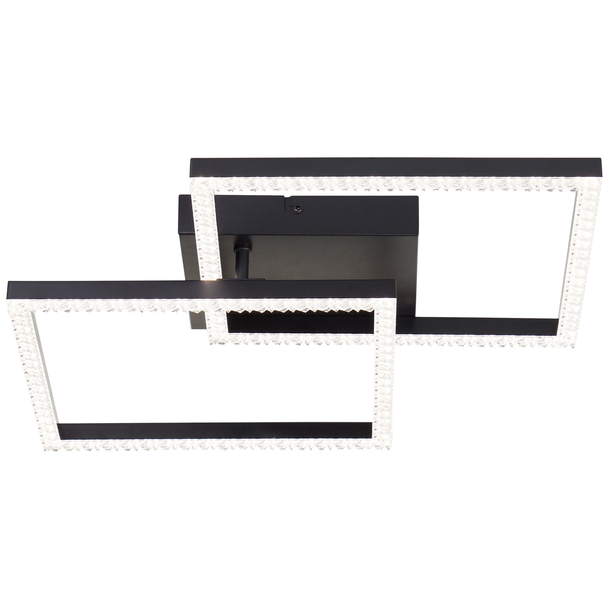 Brilliant Leuchten Led-plafondlamp Ranni 41 x 41, 2700 lm, 4000 k, kristaloptiek, draaibaar, zwart
